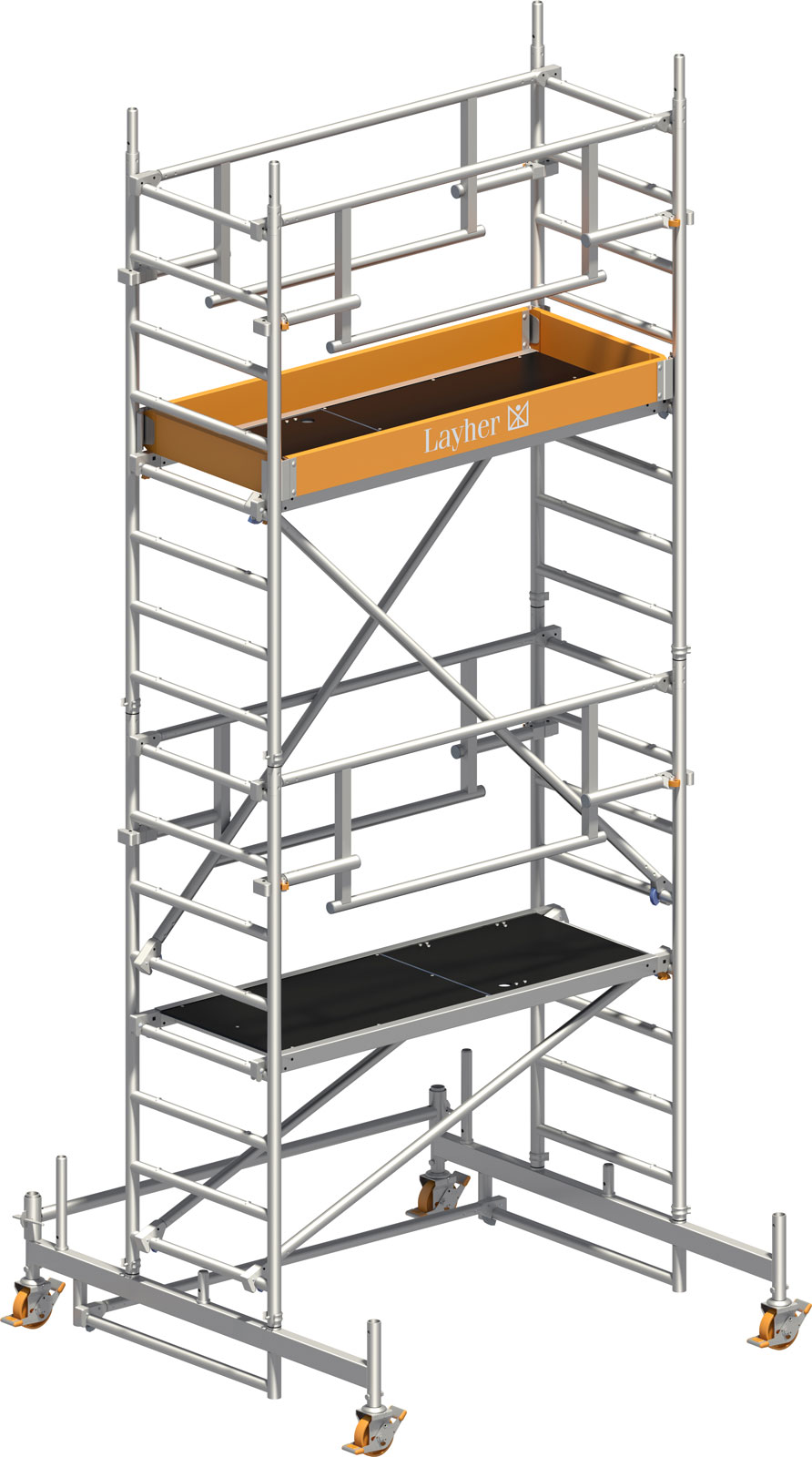 Layher Rollgerüst Uni Leicht P2 Safety Plus mit Doppelgeländer 5,26m AH