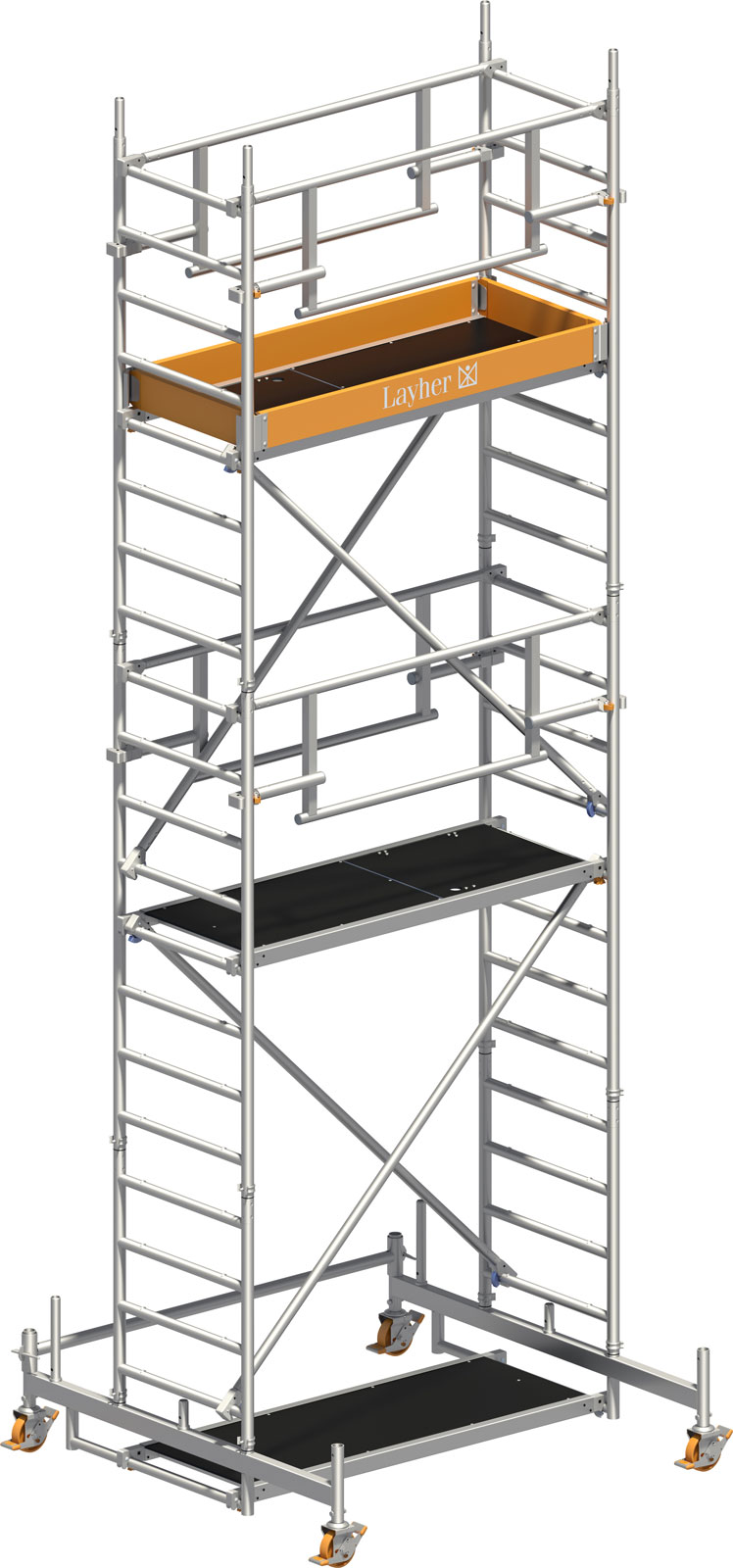 Layher Rollgerüst Uni Leicht P2 Safety Plus mit Doppelgeländer 6,26m AH