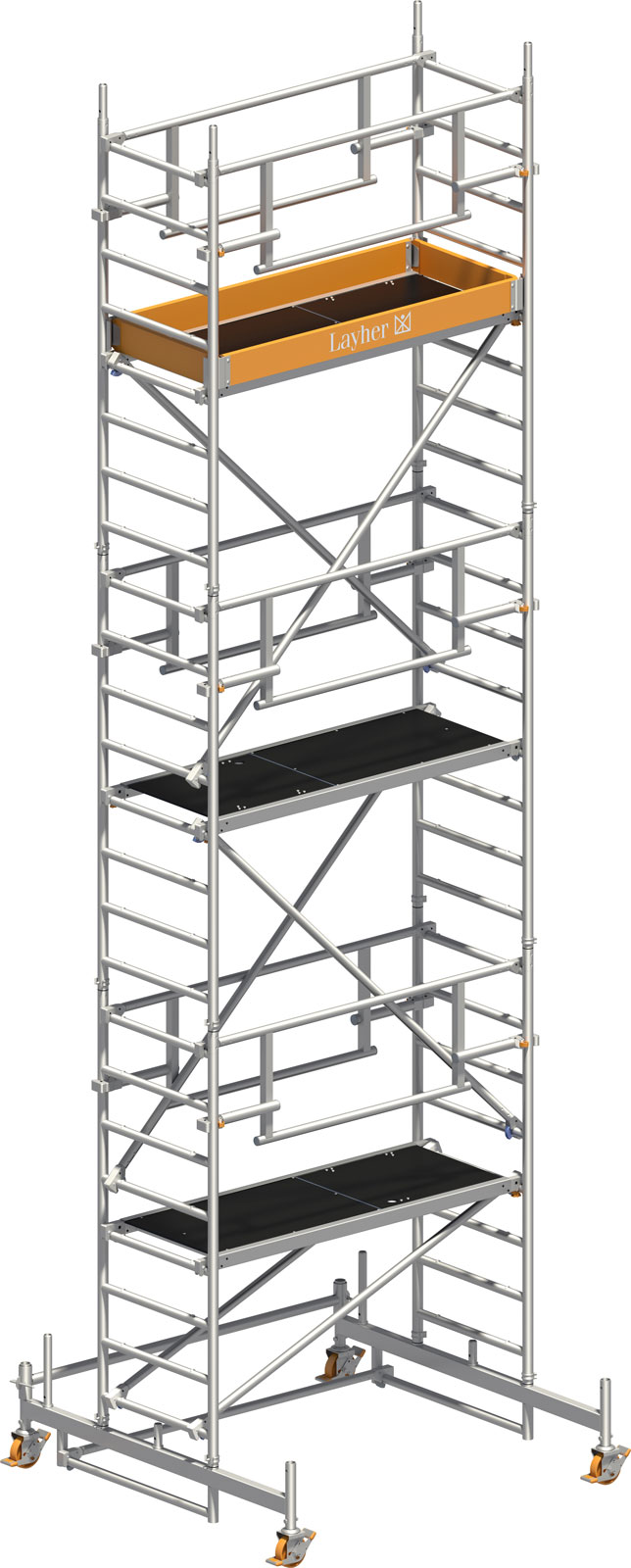 Layher Rollgerüst Uni Leicht P2 Safety Plus mit Doppelgeländer 7,26m AH