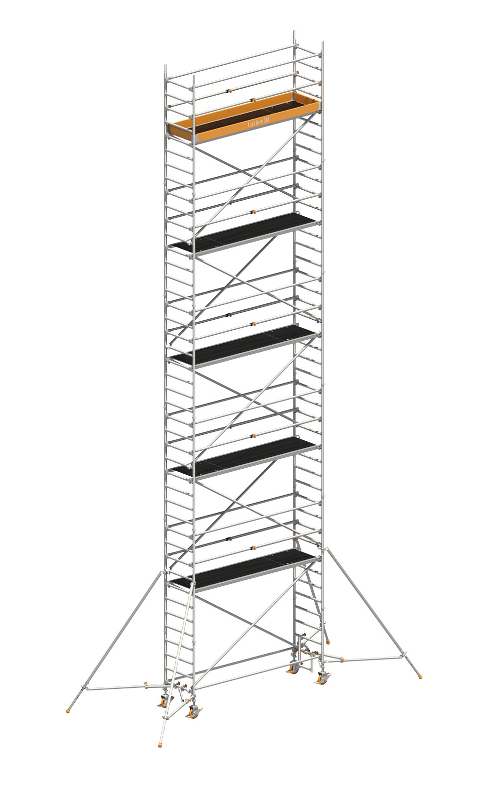 Layher Rollgerüst Uni Standard P2 mit Uni Telegeländer und ausziehbaren Gerüststützen 12,20m AH