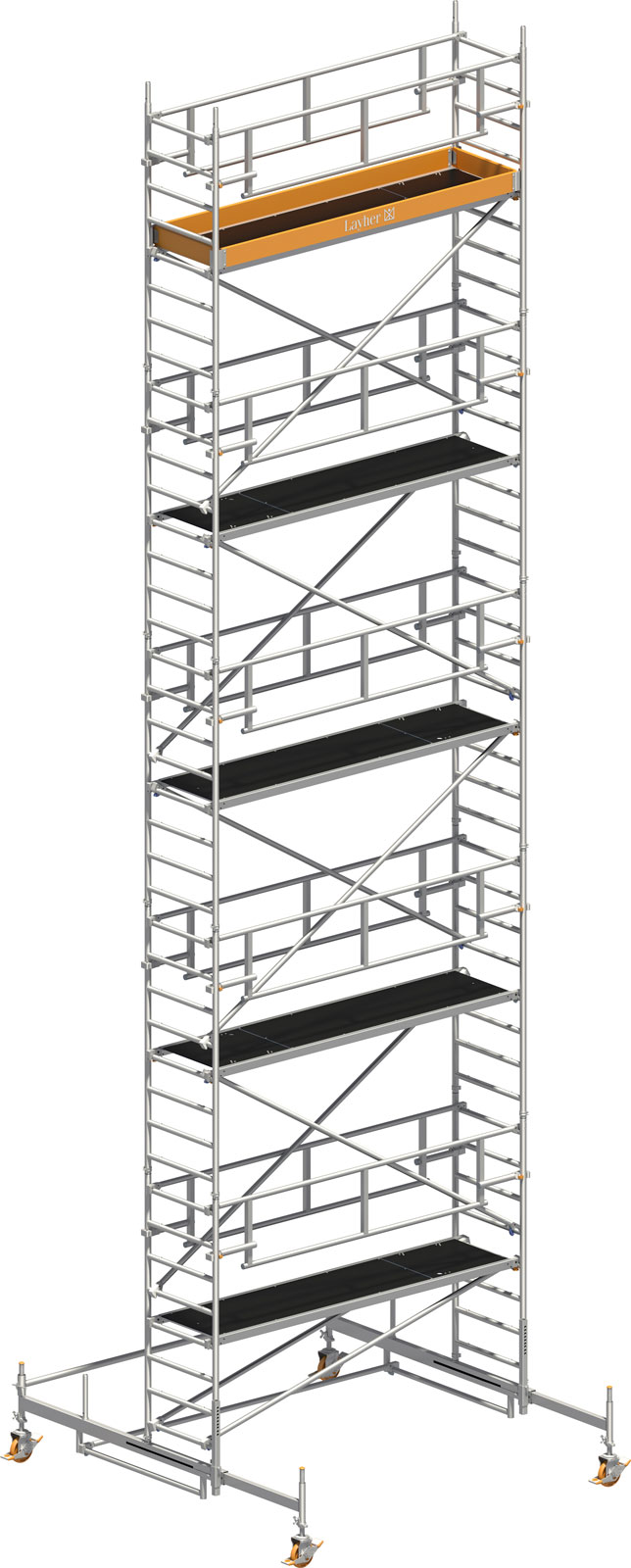 Layher Rollgerüst Uni Standard P2 Safety Plus mit Doppelgeländer 11,38m AH