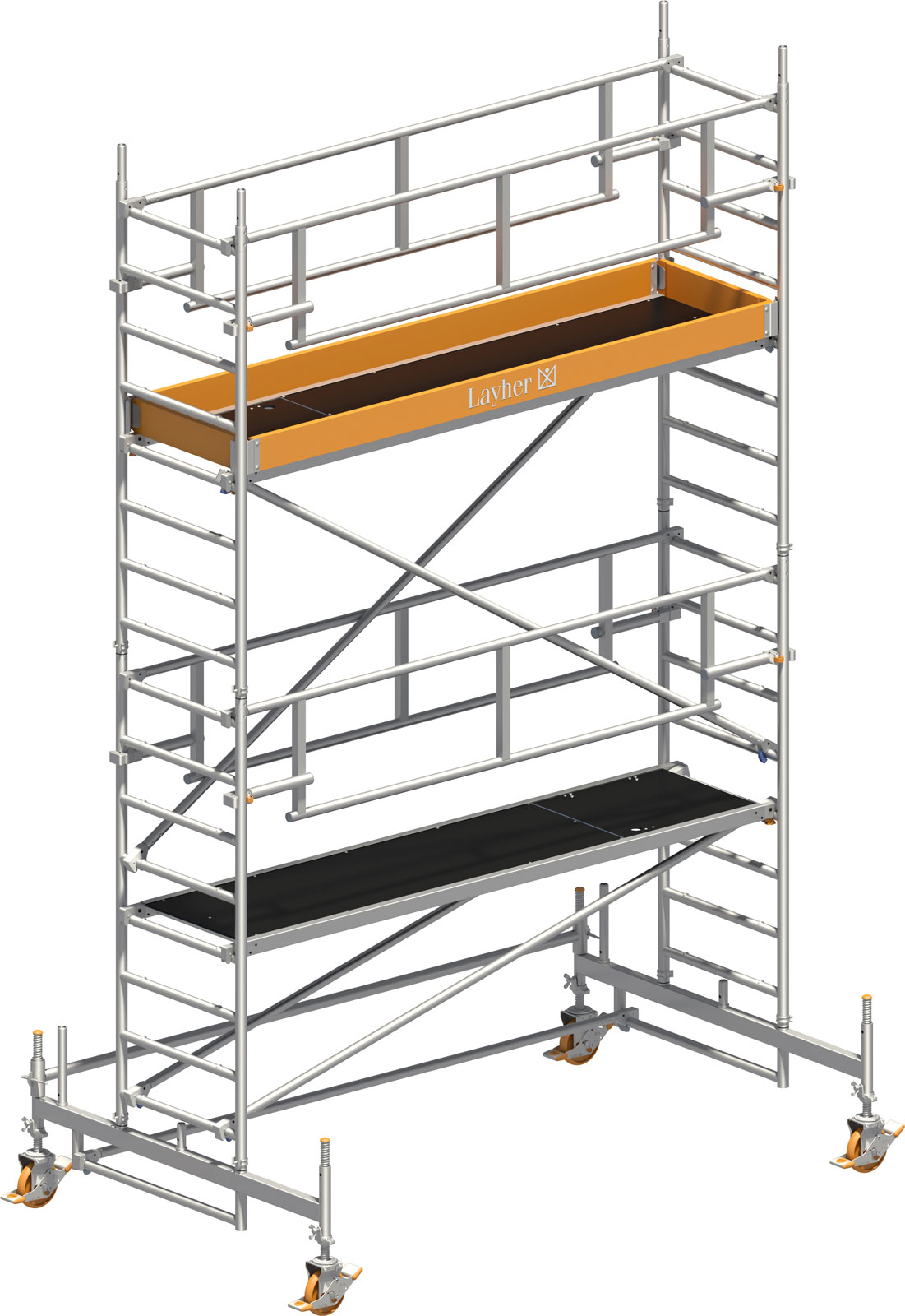 Layher Rollgerüst Uni Standard P2 Safety Plus mit Doppelgeländer 5,35m AH