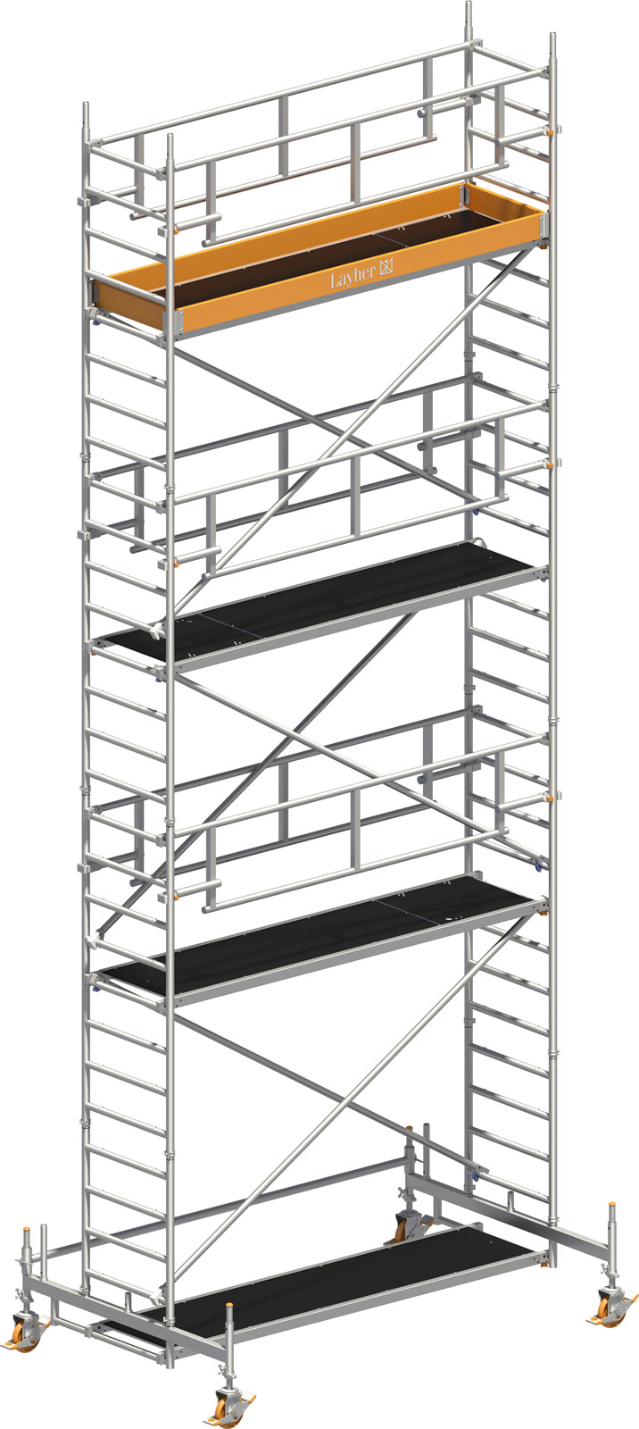 Layher Rollgerüst Uni Standard P2 Safety Plus mit Doppelgeländer 8,35m AH