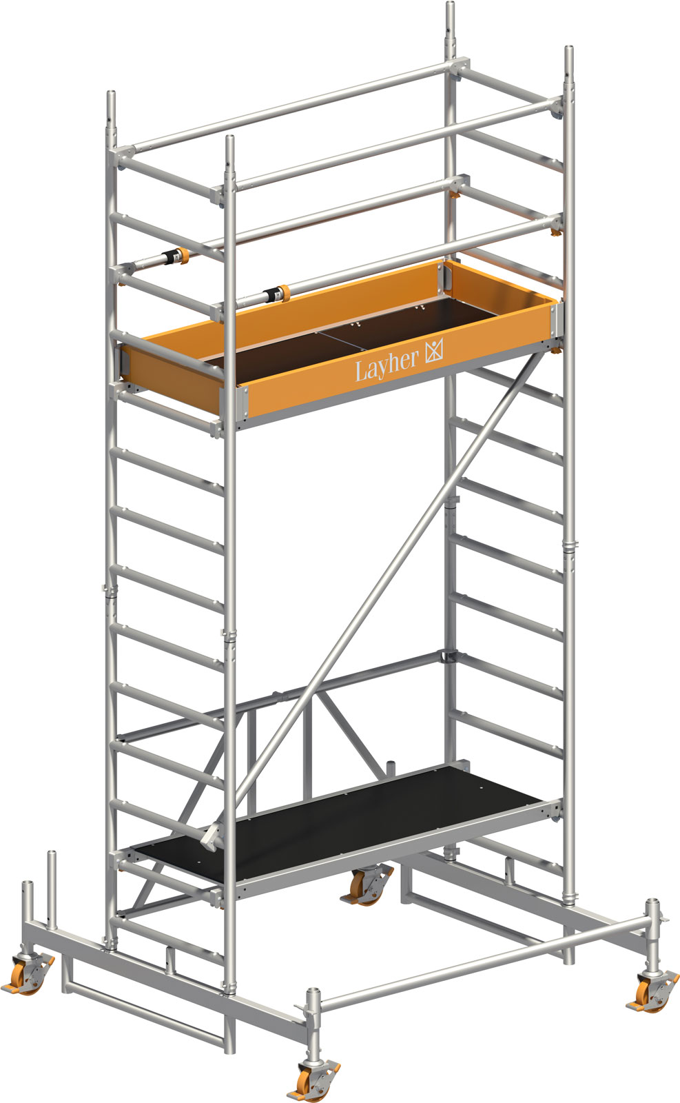 Layher Rollgerüst Zifa P2 mit Uni Telegeländer 4,76m AH