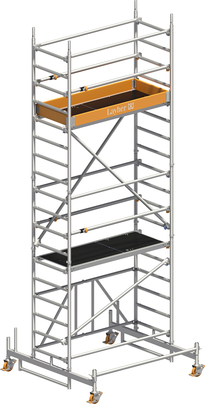 Layher Rollgerüst Zifa P2 mit Uni Telegeländer 5,76m AH