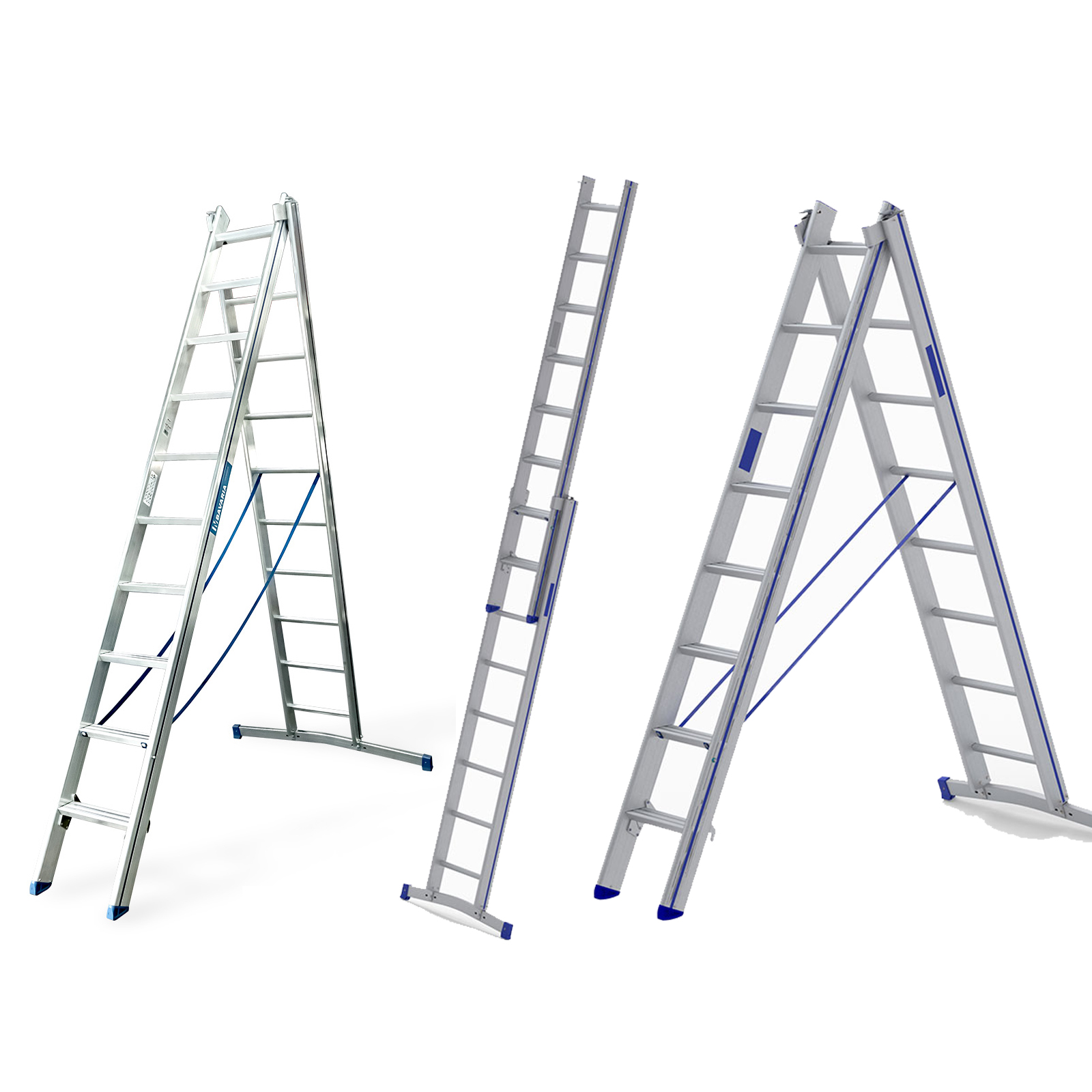 Mauderer Bavaria Hybrid Mehrzweckleiter 740 mit Sprossen und Stufen 2-teilig