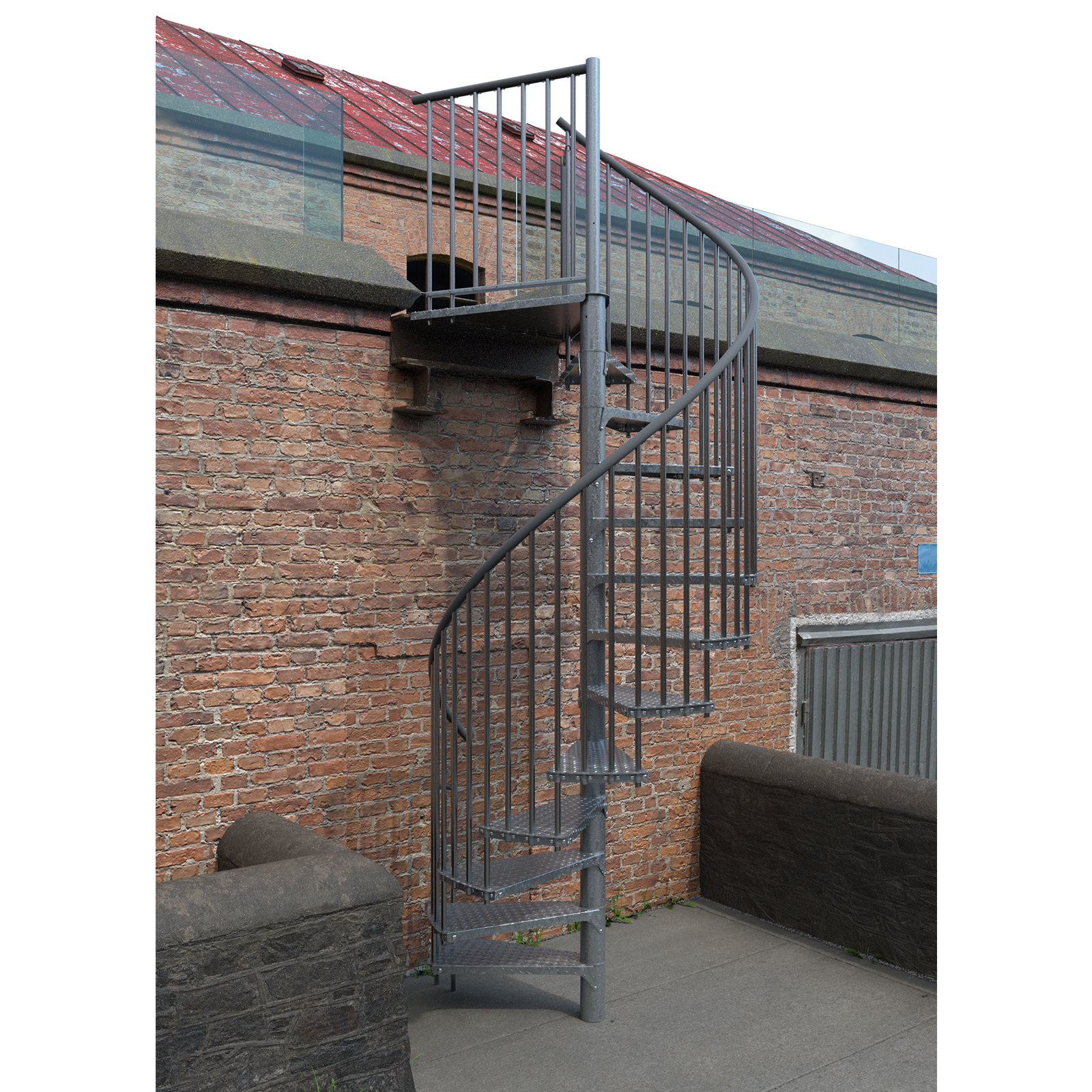 Minka Außenspindeltreppe Rondo Zink Smart 38 - 305,5cm Geschosshöhe