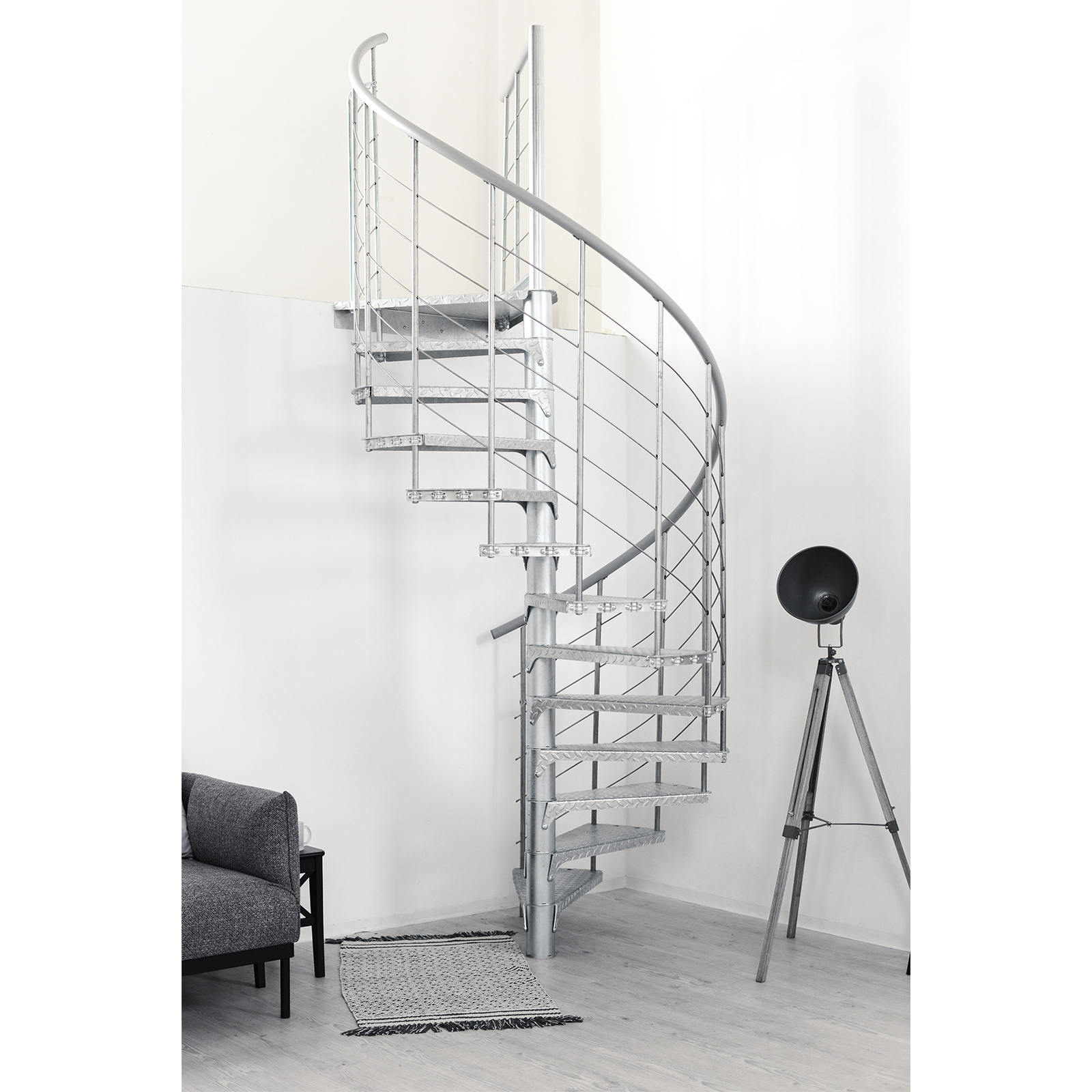 Minka Außenspindeltreppe Spino Zink Smart 38 - 305,5cm Geschosshöhe