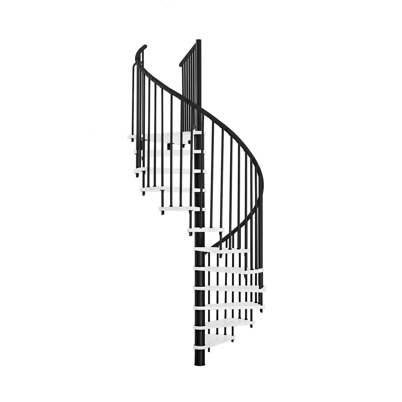 Minka Spindeltreppe Spiral Effect 38 - 305,5cm Geschosshöhe Weiß Schwarz 160cm Durchmesser