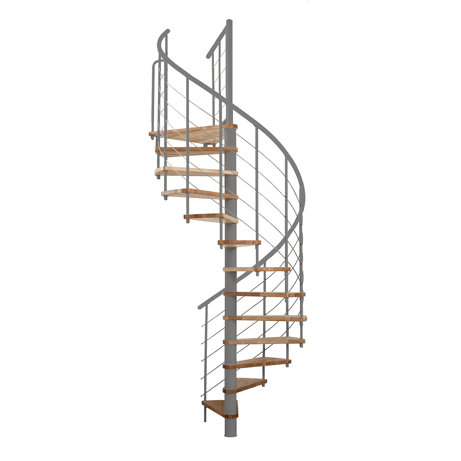 Minka Spindeltreppe Venezia Smart 38 - 305,5cm Geschosshöhe Buche Grau 120cm Durchmesser