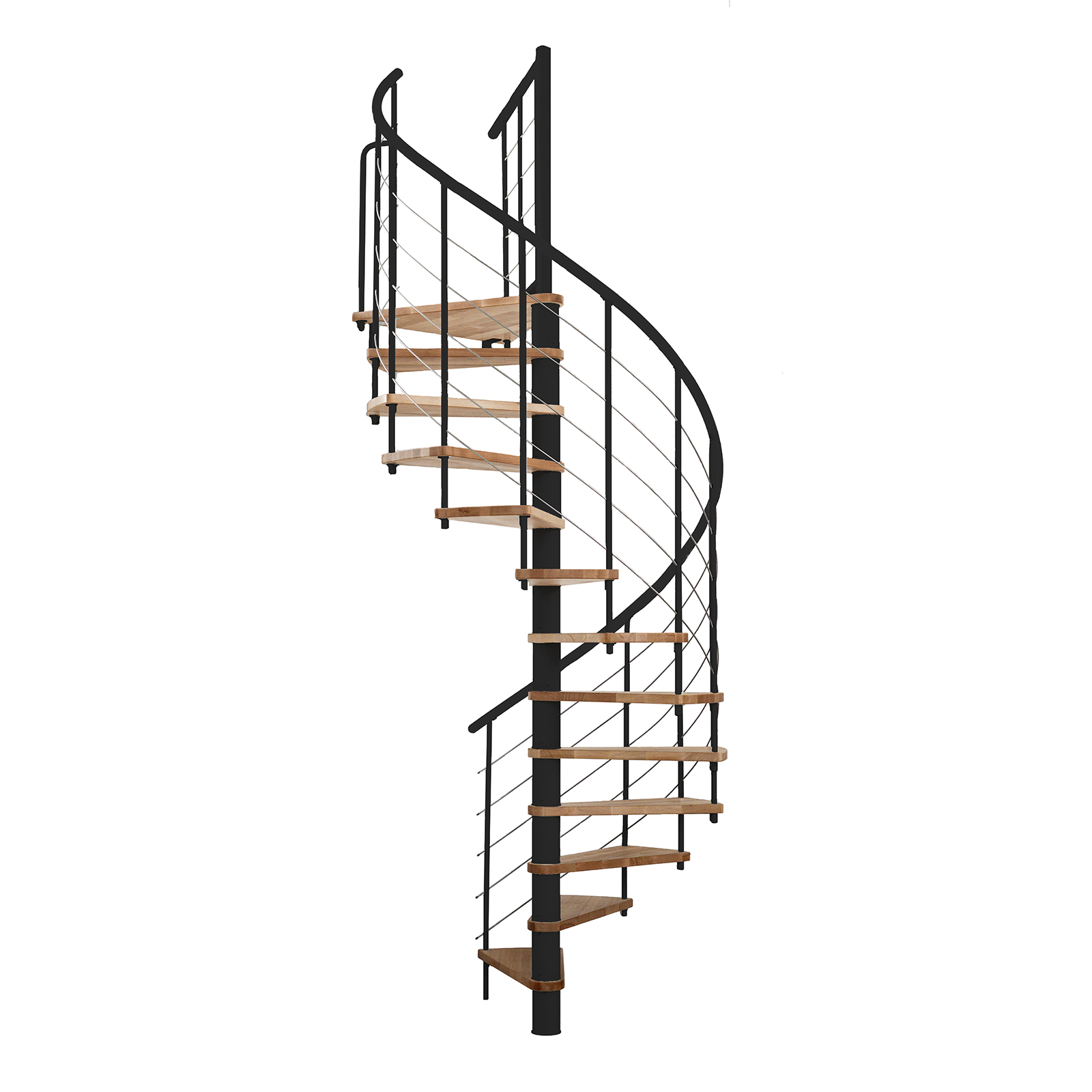 Minka Spindeltreppe Venezia Smart 38 - 305,5cm Geschosshöhe Buche Schwarz 120cm Durchmesser