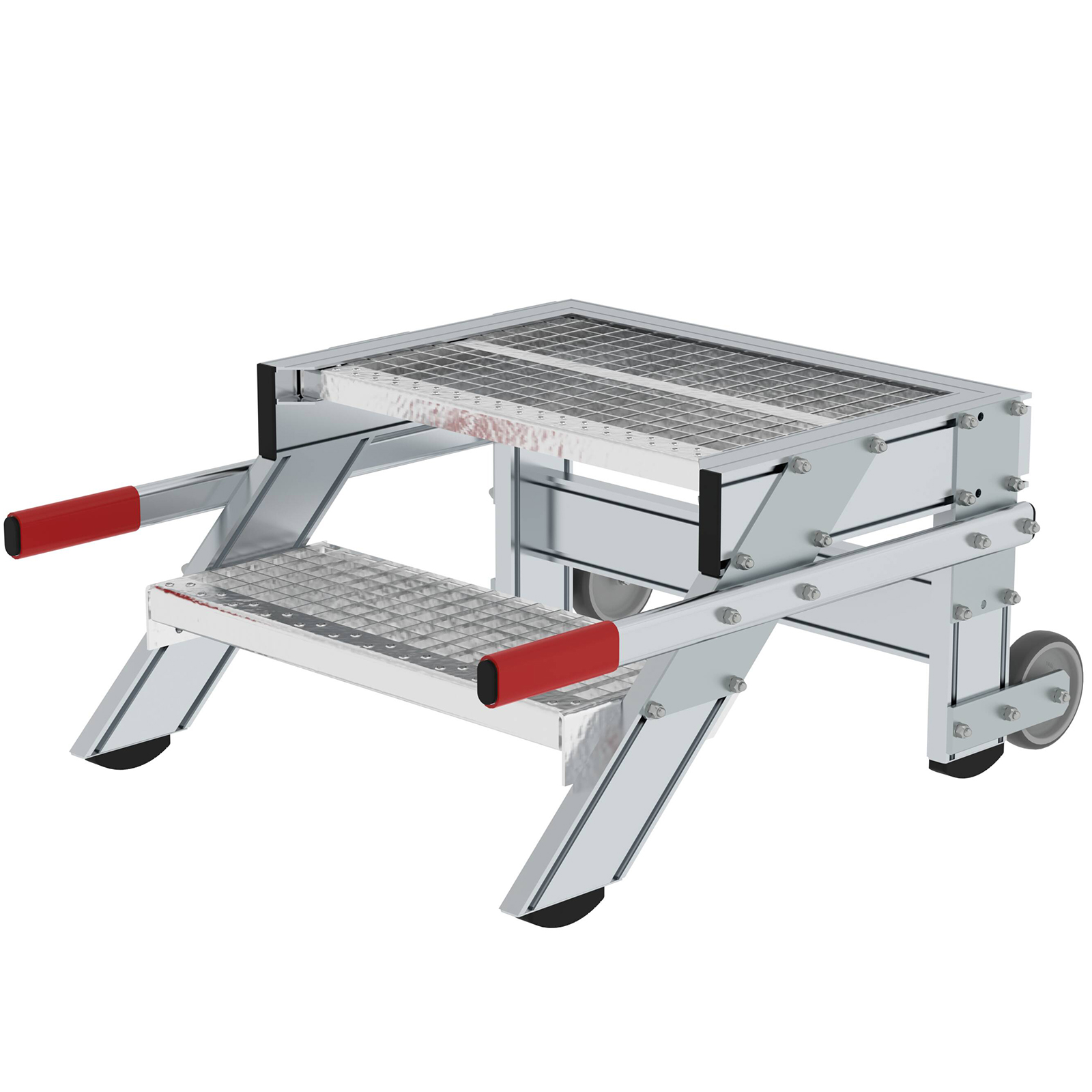 MUNK Arbeitspodest fahrbar Stahl-Gitterrost 600mm Stufenbreite 2 Stufen