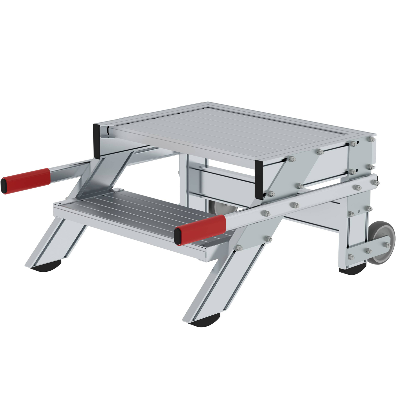 MUNK Arbeitspodest fahrbar Aluminium geriffelt 600mm Stufenbreite 2 Stufen