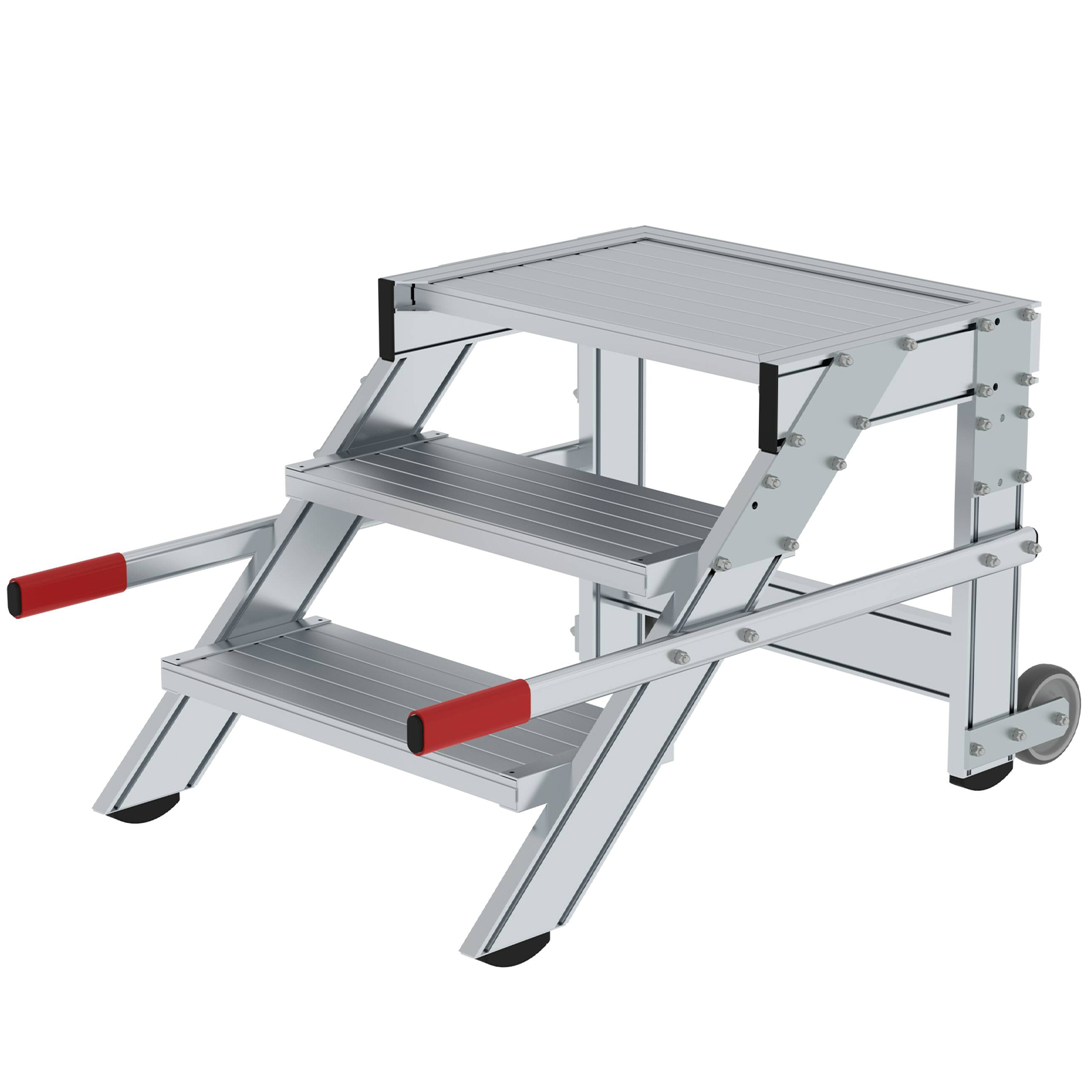 MUNK Arbeitspodest fahrbar Aluminium geriffelt 600mm Stufenbreite 3 Stufen