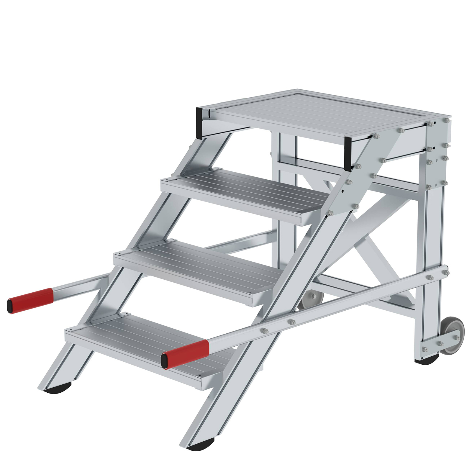 MUNK Arbeitspodest fahrbar Aluminium geriffelt 600mm Stufenbreite 4 Stufen