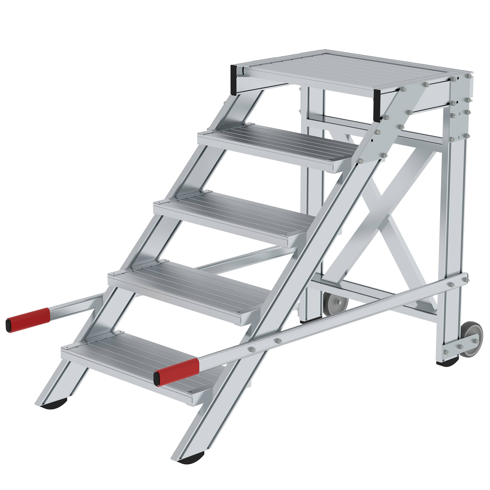 MUNK Arbeitspodest fahrbar Aluminium geriffelt 600mm Stufenbreite 5 Stufen