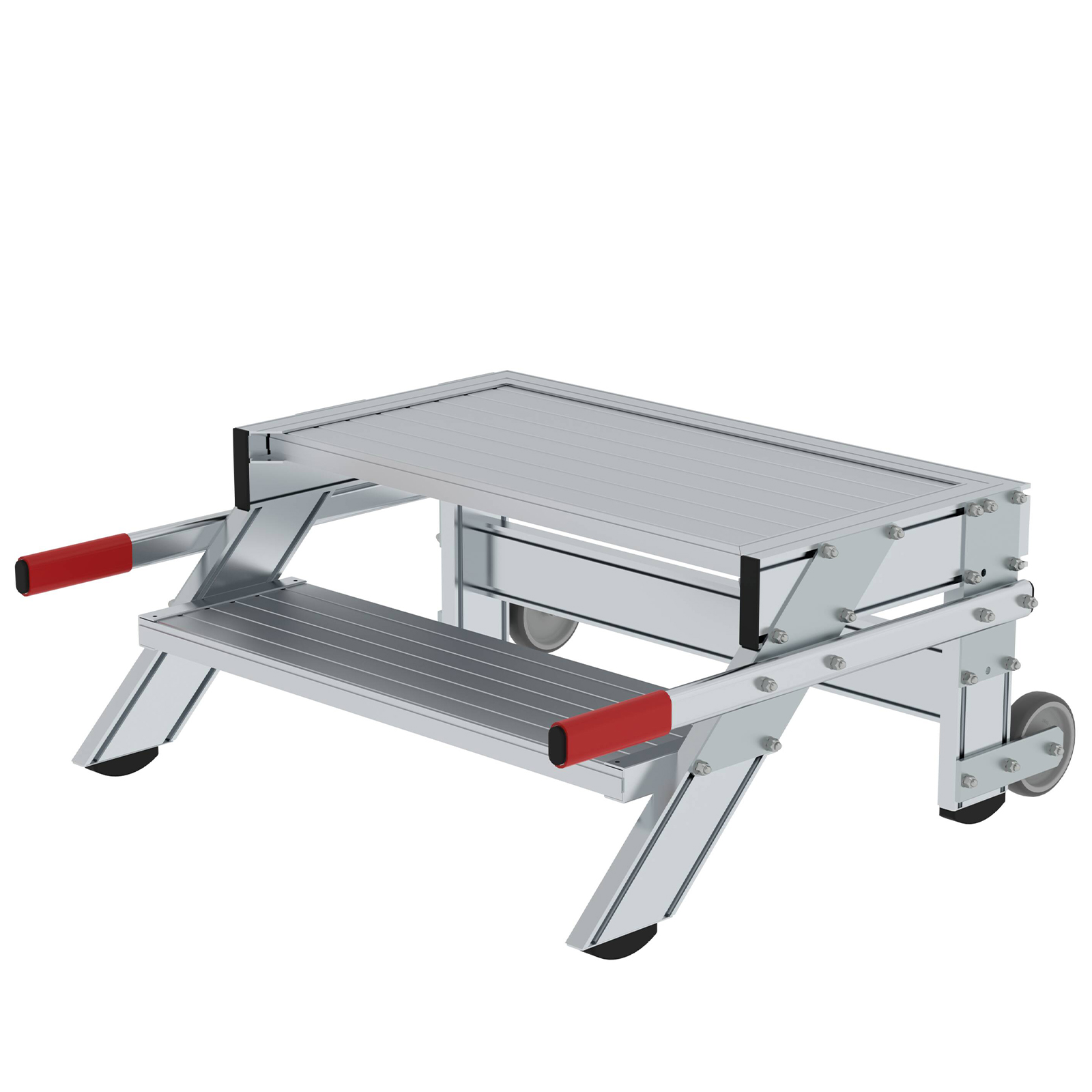 MUNK Arbeitspodest fahrbar Aluminium geriffelt 800mm Stufenbreite 2 Stufen