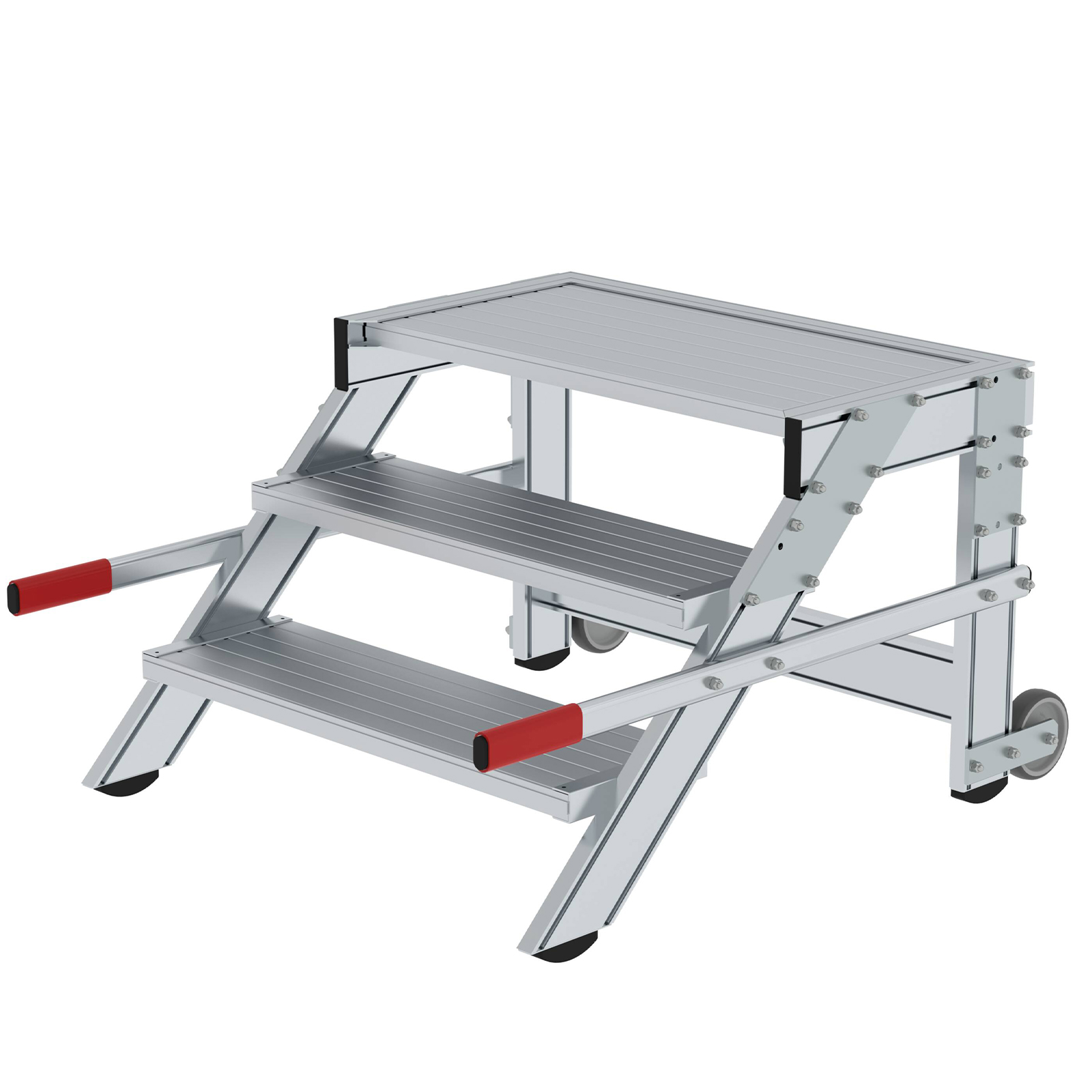MUNK Arbeitspodest fahrbar Aluminium geriffelt 800mm Stufenbreite 3 Stufen
