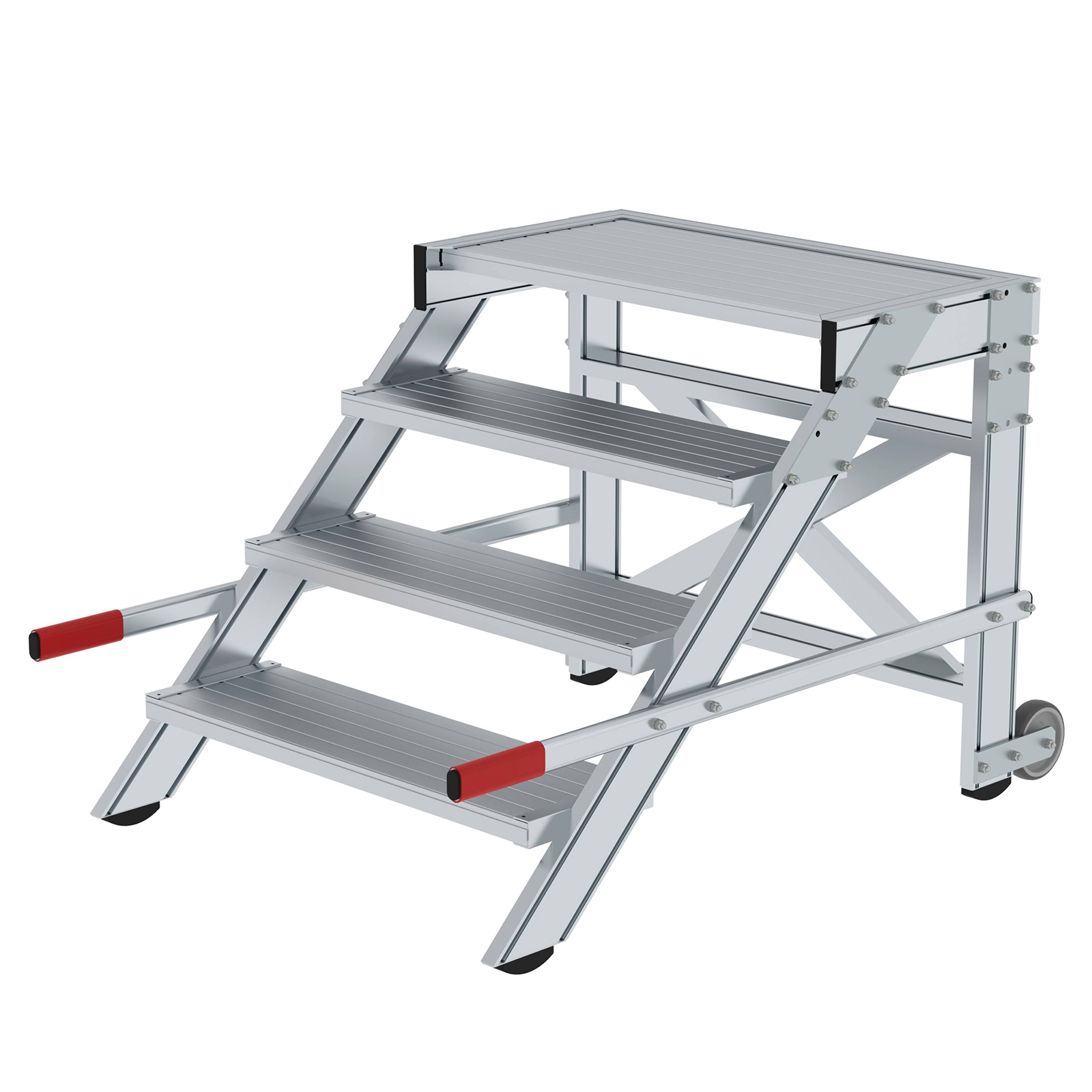 MUNK Arbeitspodest fahrbar Aluminium geriffelt 800mm Stufenbreite 4 Stufen