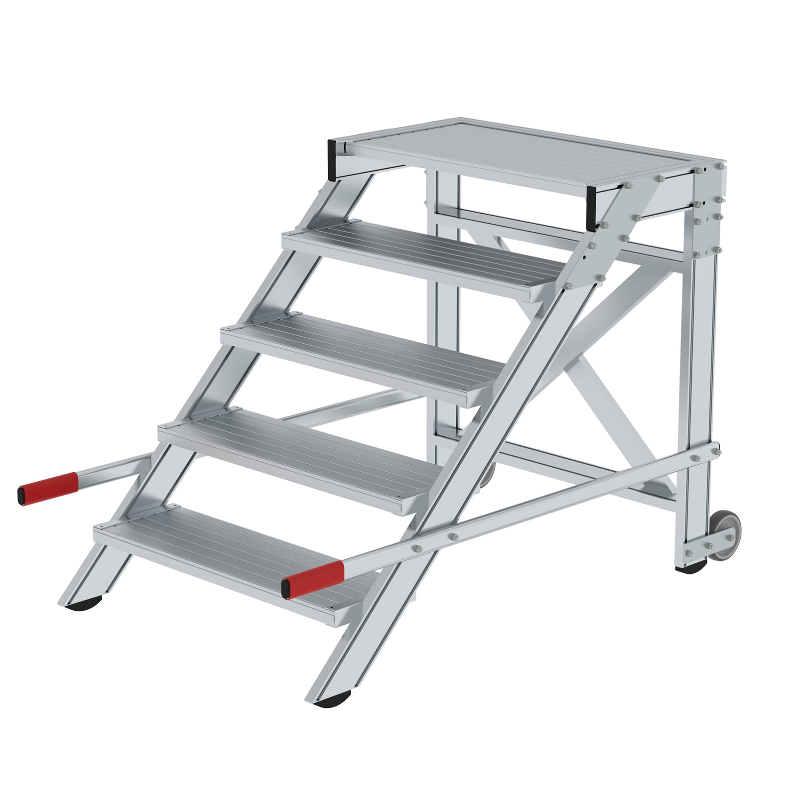 MUNK Arbeitspodest fahrbar Aluminium geriffelt 800mm Stufenbreite 5 Stufen