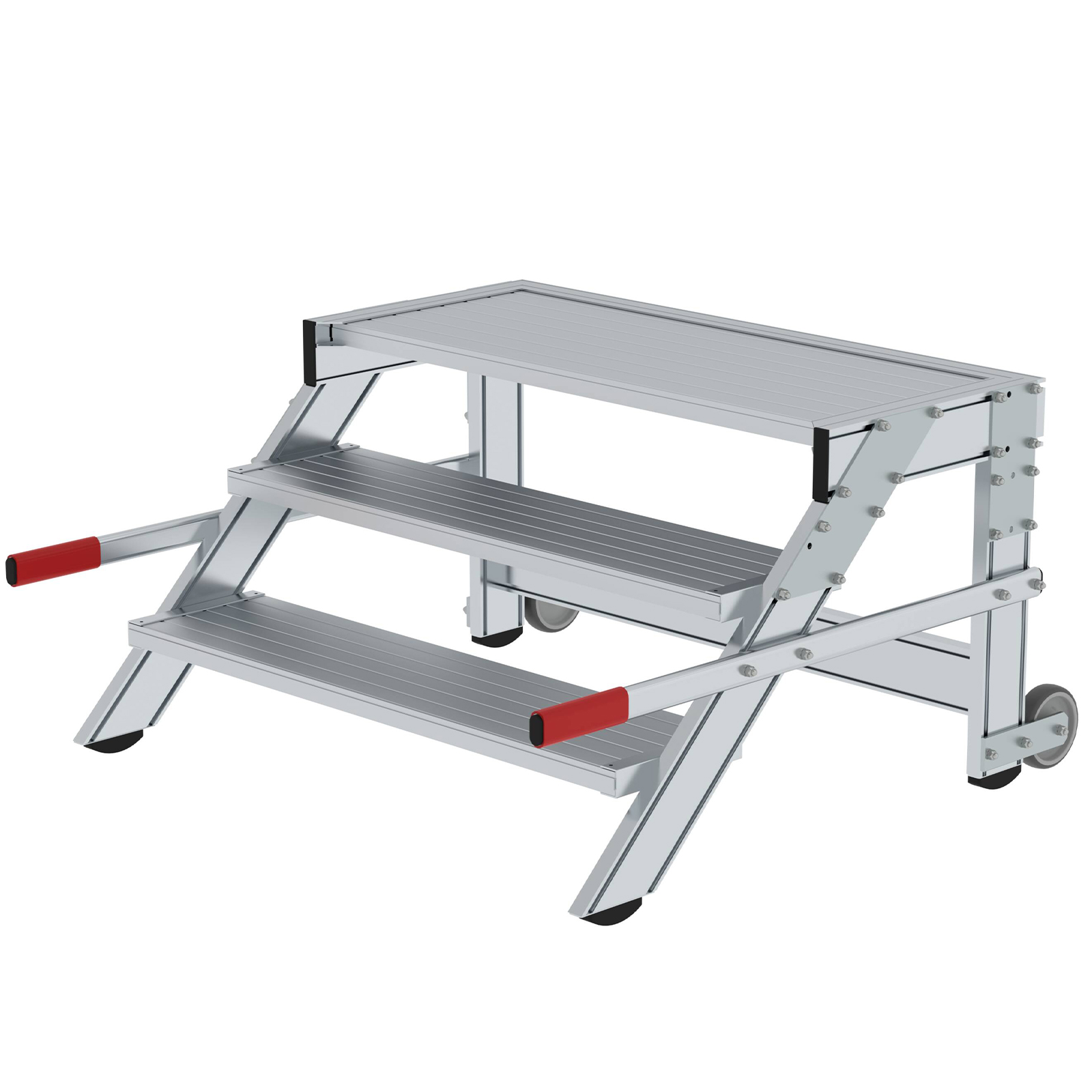 MUNK Arbeitspodest fahrbar Aluminium geriffelt 1000mm Stufenbreite 3 Stufen