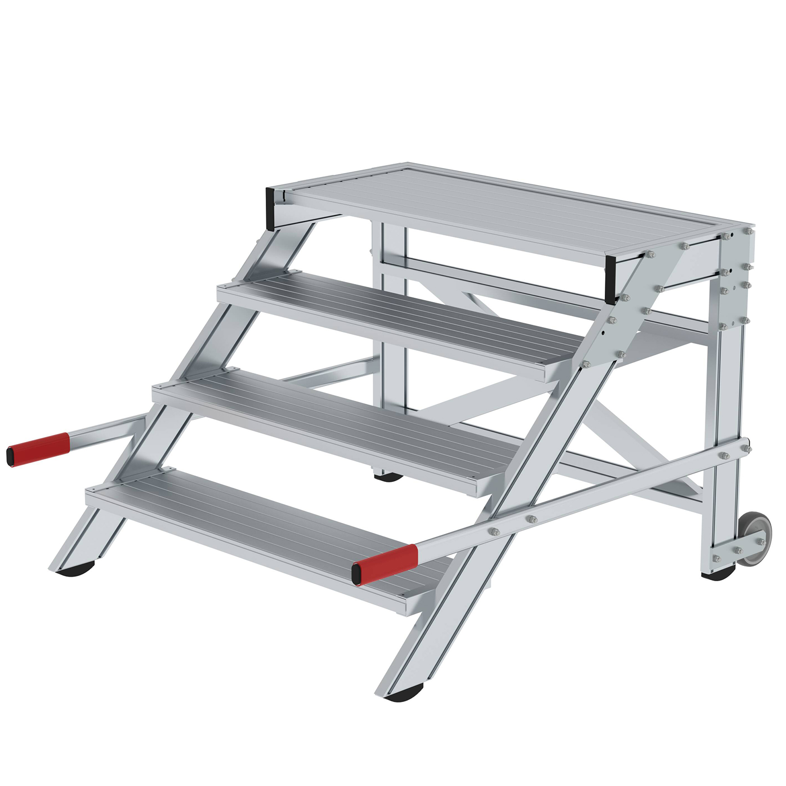 MUNK Arbeitspodest fahrbar Aluminium geriffelt 1000mm Stufenbreite 4 Stufen