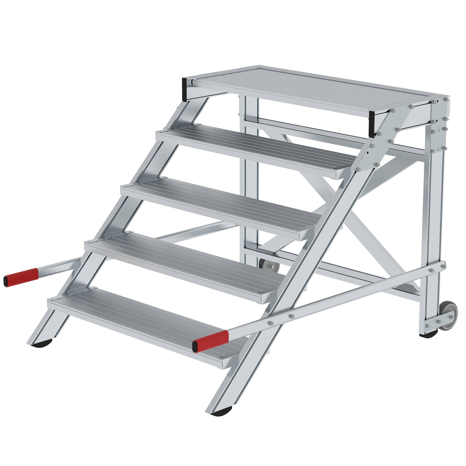 MUNK Arbeitspodest fahrbar Aluminium geriffelt 1000mm Stufenbreite 5 Stufen