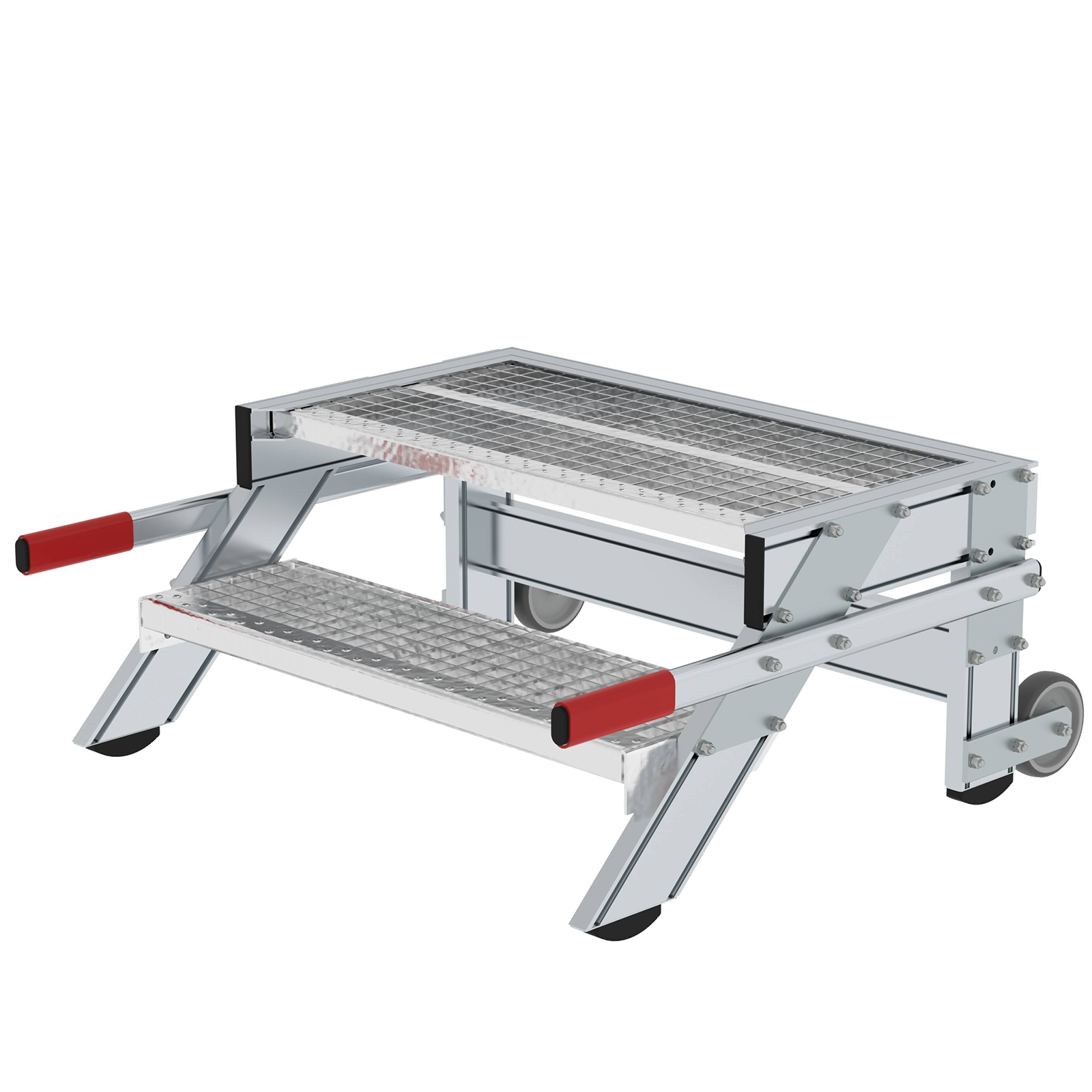 MUNK Arbeitspodest fahrbar Stahl-Gitterrost 800mm Stufenbreite 2 Stufen