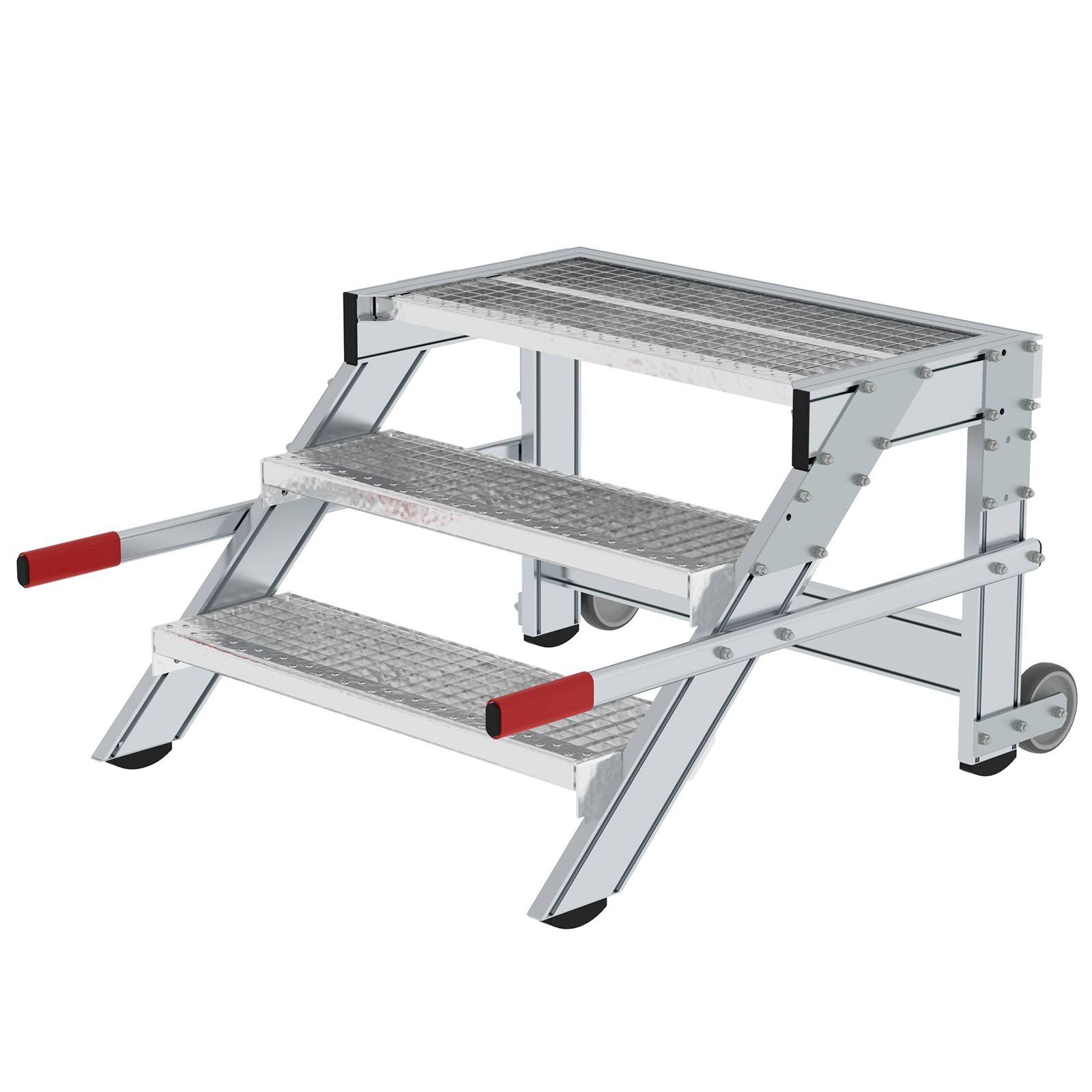 MUNK Arbeitspodest fahrbar Stahl-Gitterrost 800mm Stufenbreite 3 Stufen