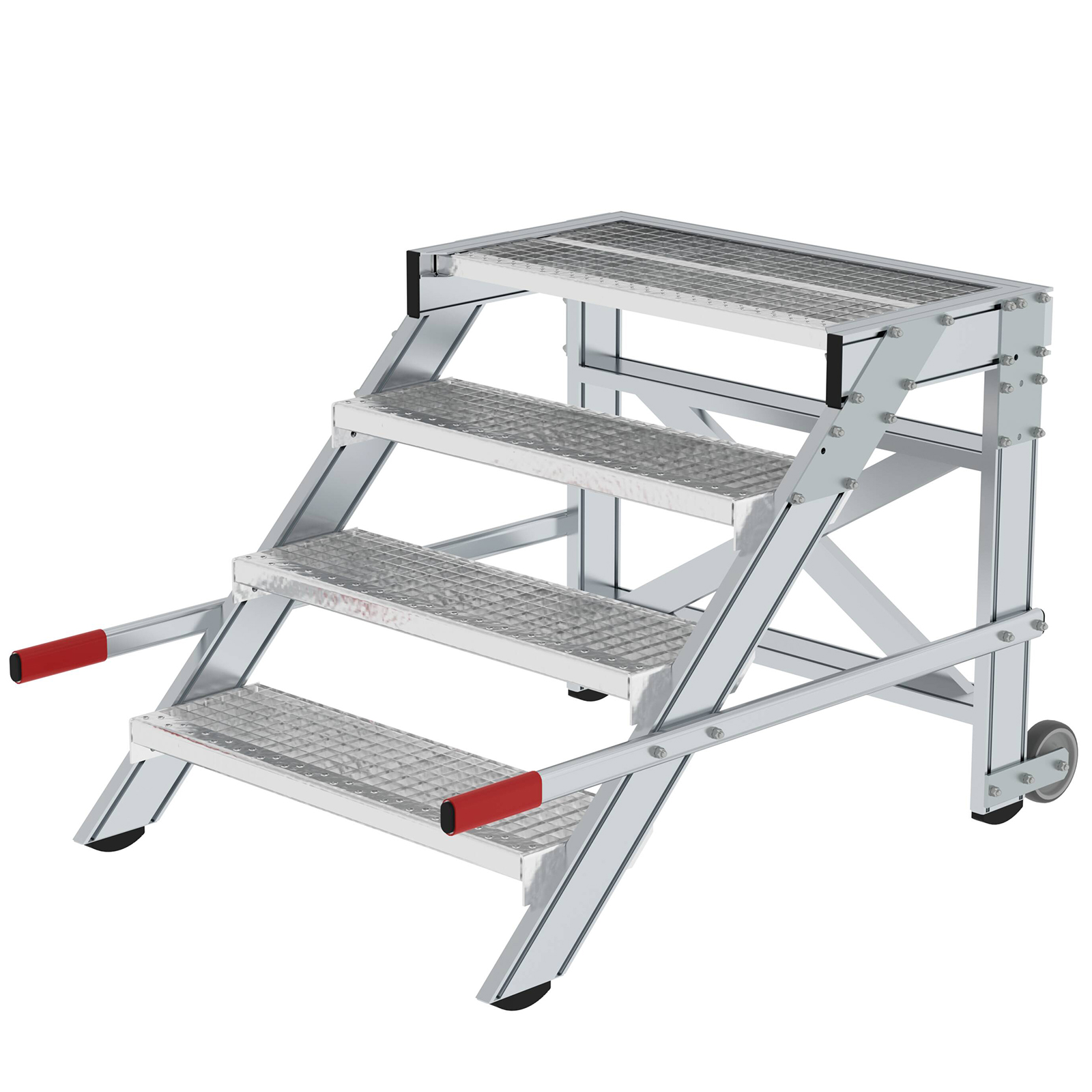 MUNK Arbeitspodest fahrbar Stahl-Gitterrost 800mm Stufenbreite 4 Stufen