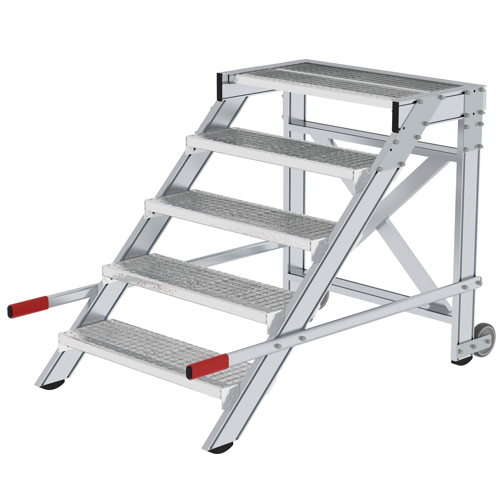 MUNK Arbeitspodest fahrbar Stahl-Gitterrost 800mm Stufenbreite 5 Stufen