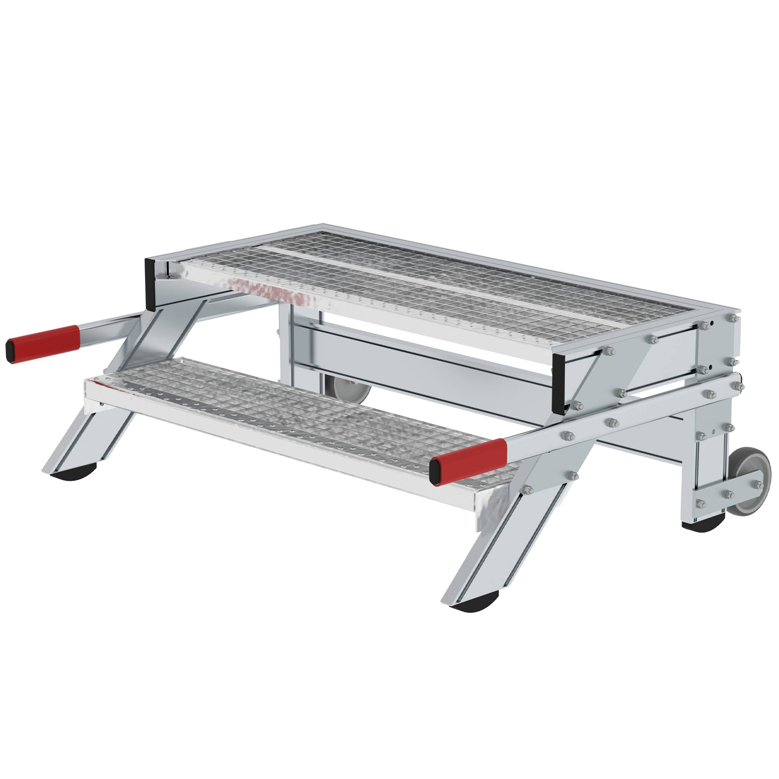 MUNK Arbeitspodest fahrbar Stahl-Gitterrost 1000mm Stufenbreite 2 Stufen