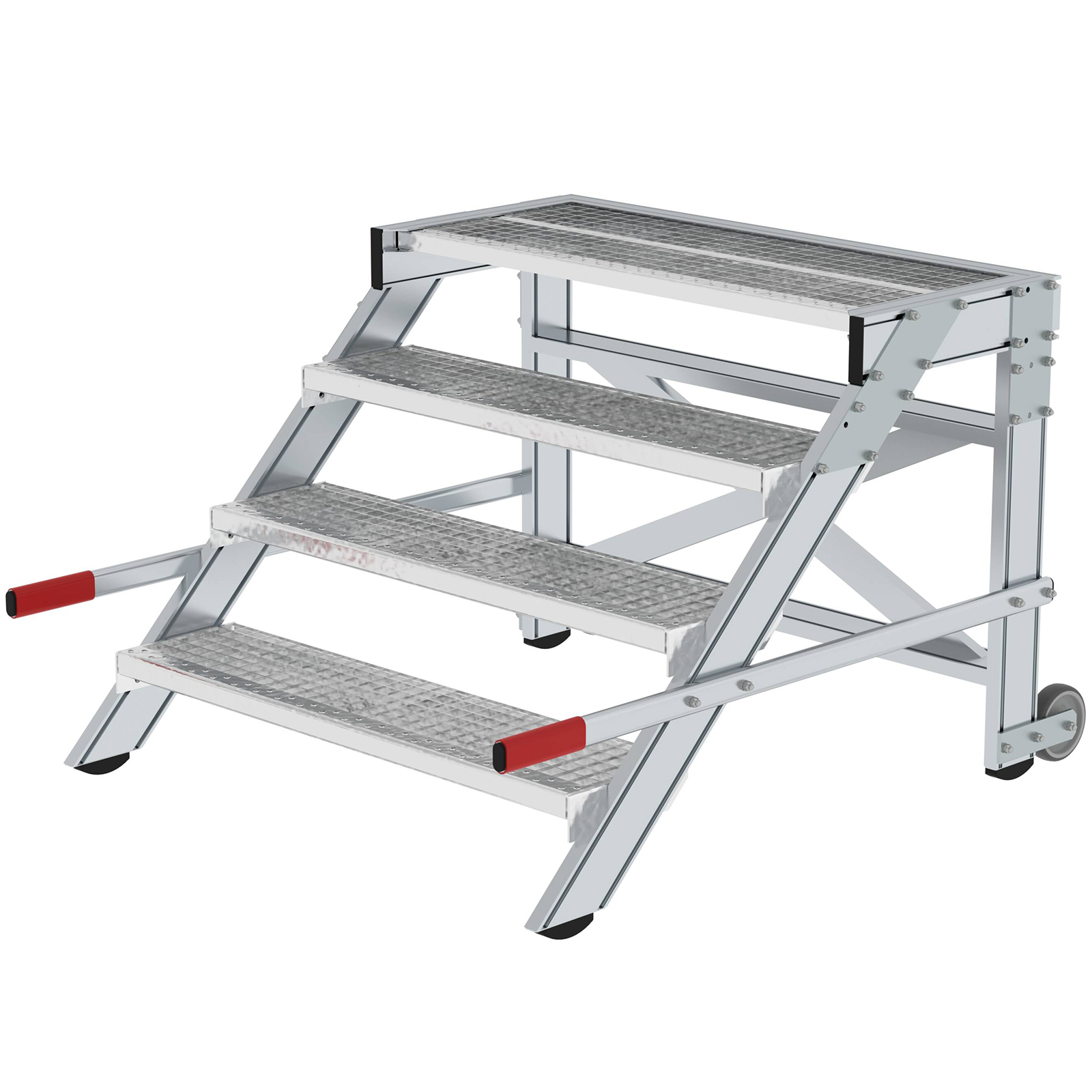 MUNK Arbeitspodest fahrbar Stahl-Gitterrost 1000mm Stufenbreite 4 Stufen