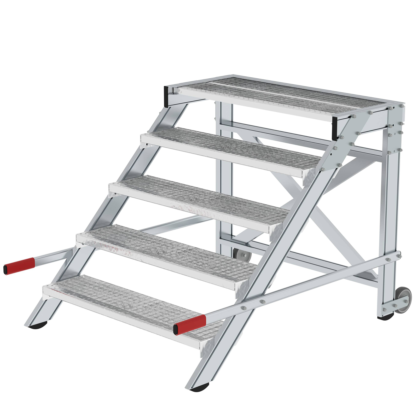 MUNK Arbeitspodest fahrbar Stahl-Gitterrost 1000mm Stufenbreite 5 Stufen