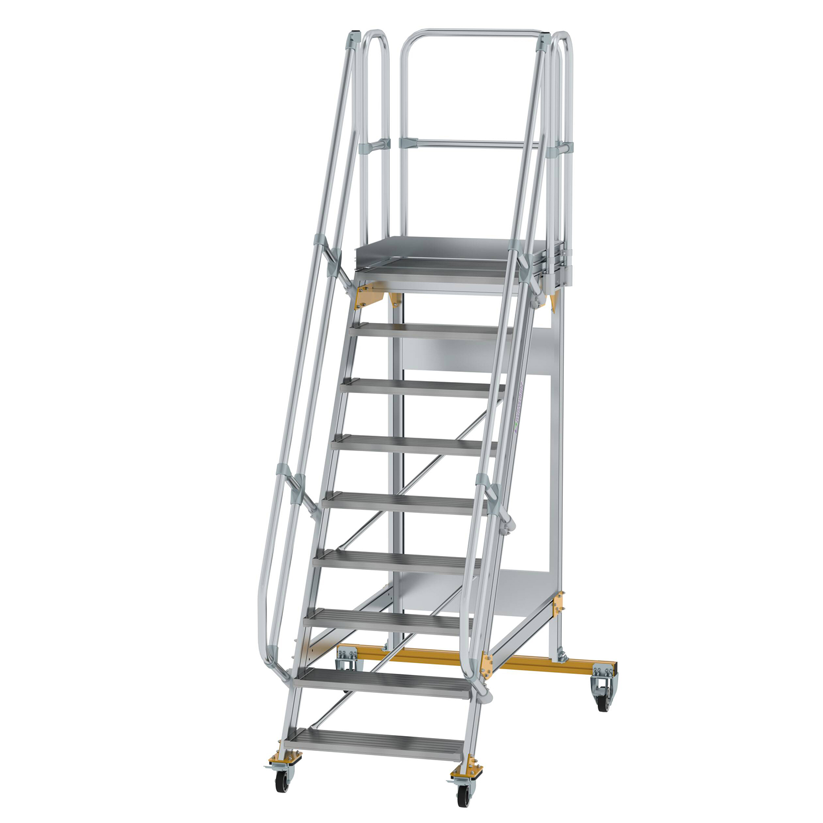 MUNK Plattformtreppe fahrbar 60° Stufenbreite 800mm 9 Stufen