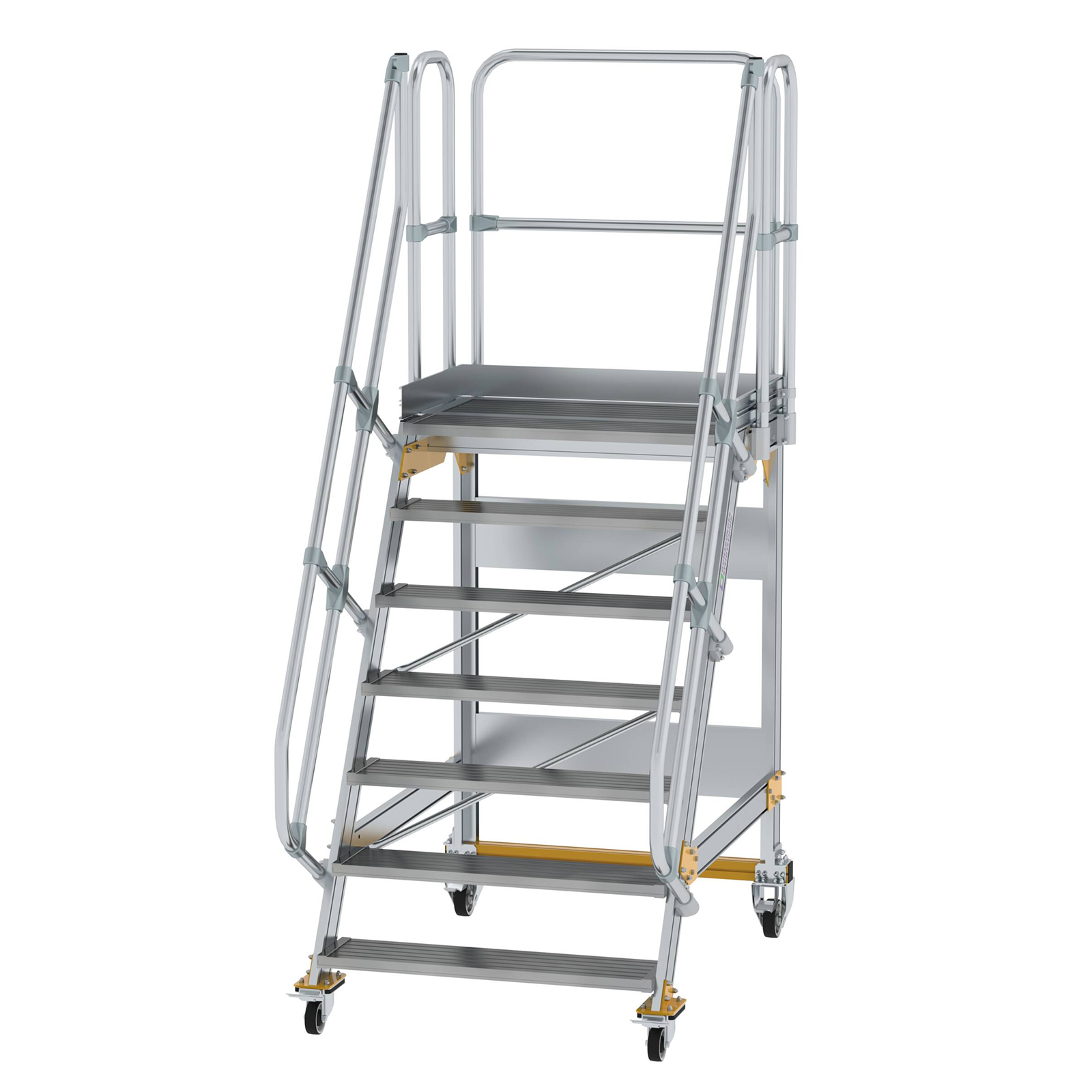 MUNK Plattformtreppe fahrbar 60° Stufenbreite 1000mm 7 Stufen