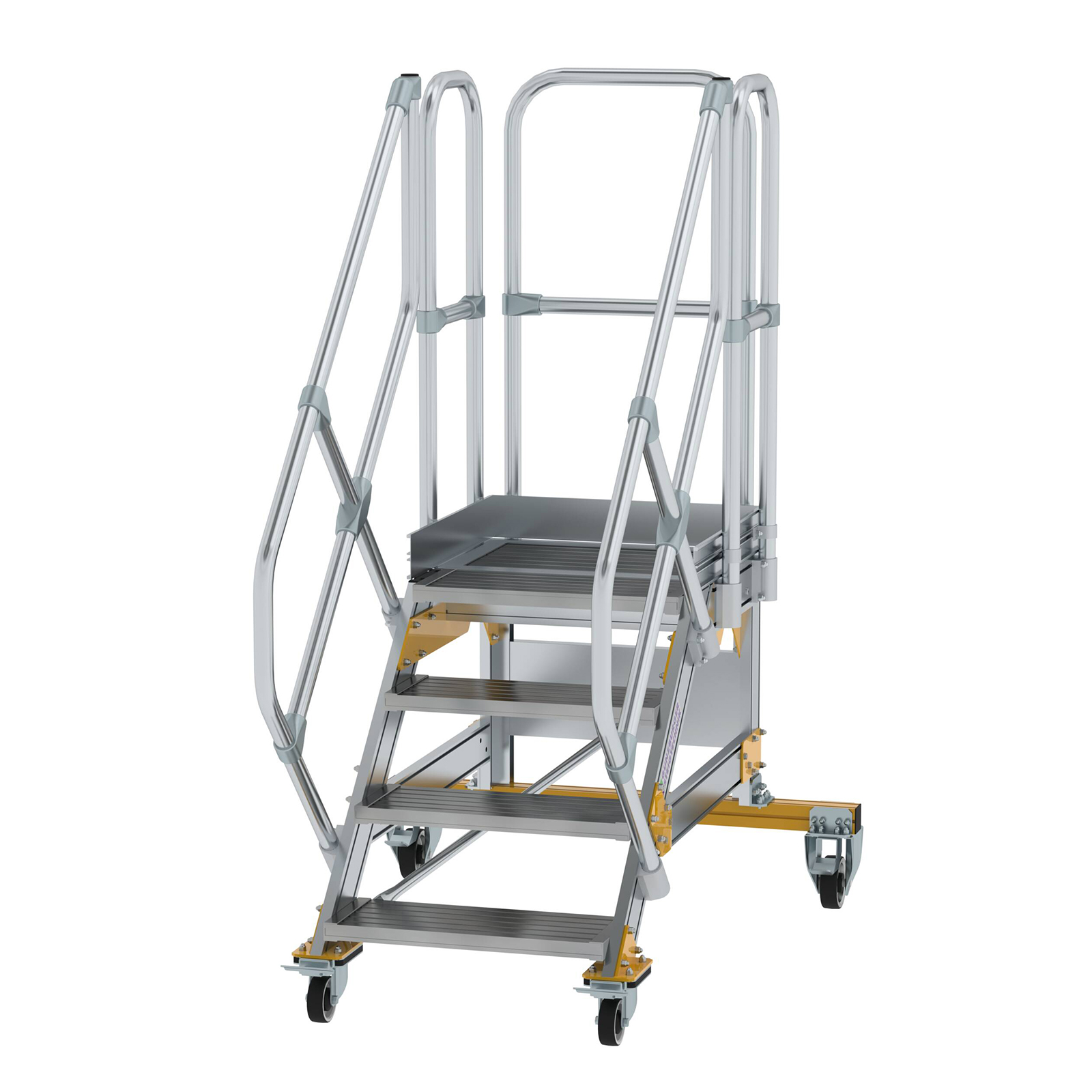 MUNK Plattformtreppe fahrbar 45° Stufenbreite 600mm 4 Stufen