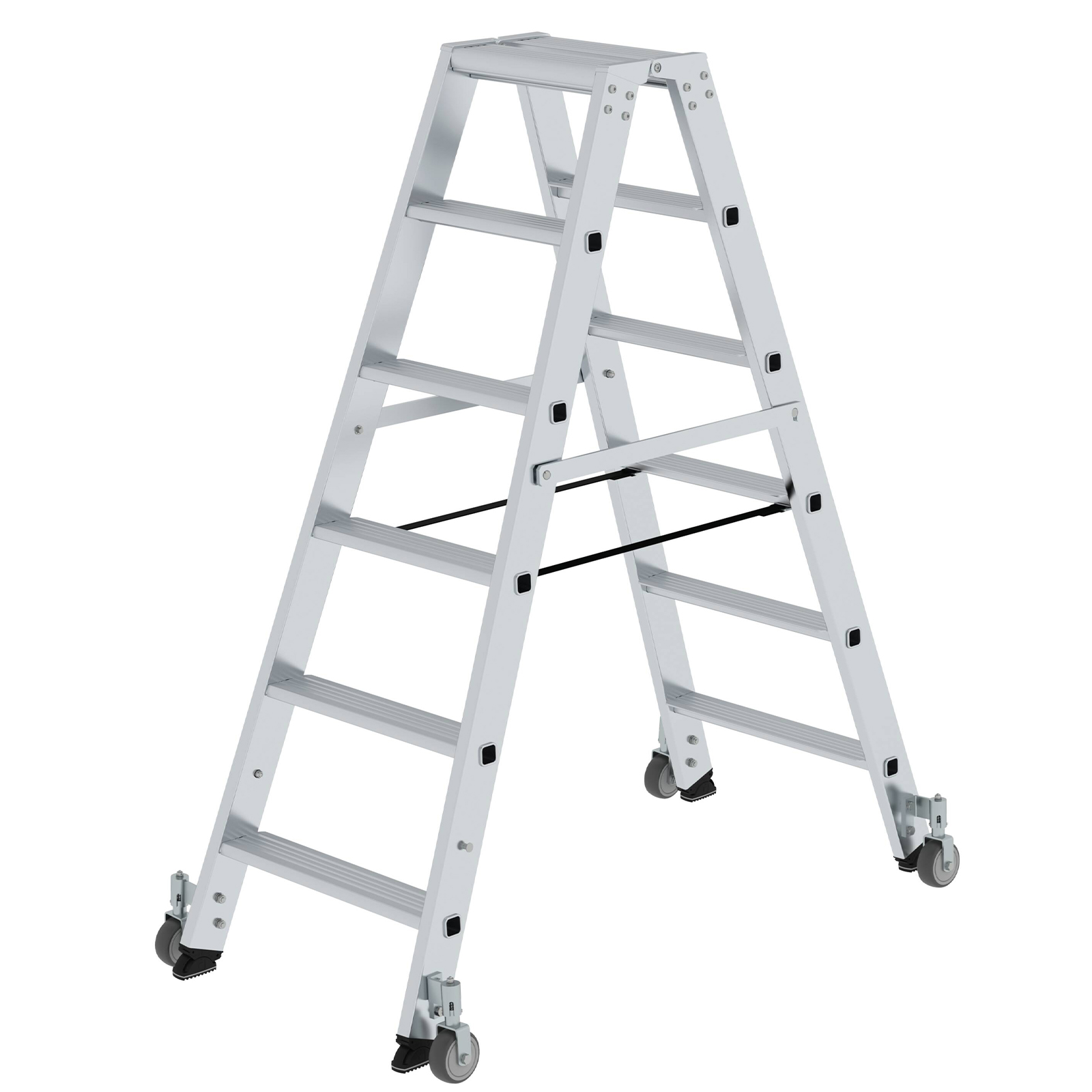 MUNK Stehleiter beidseitig begehbar mit Rollen 2x6 Stufen