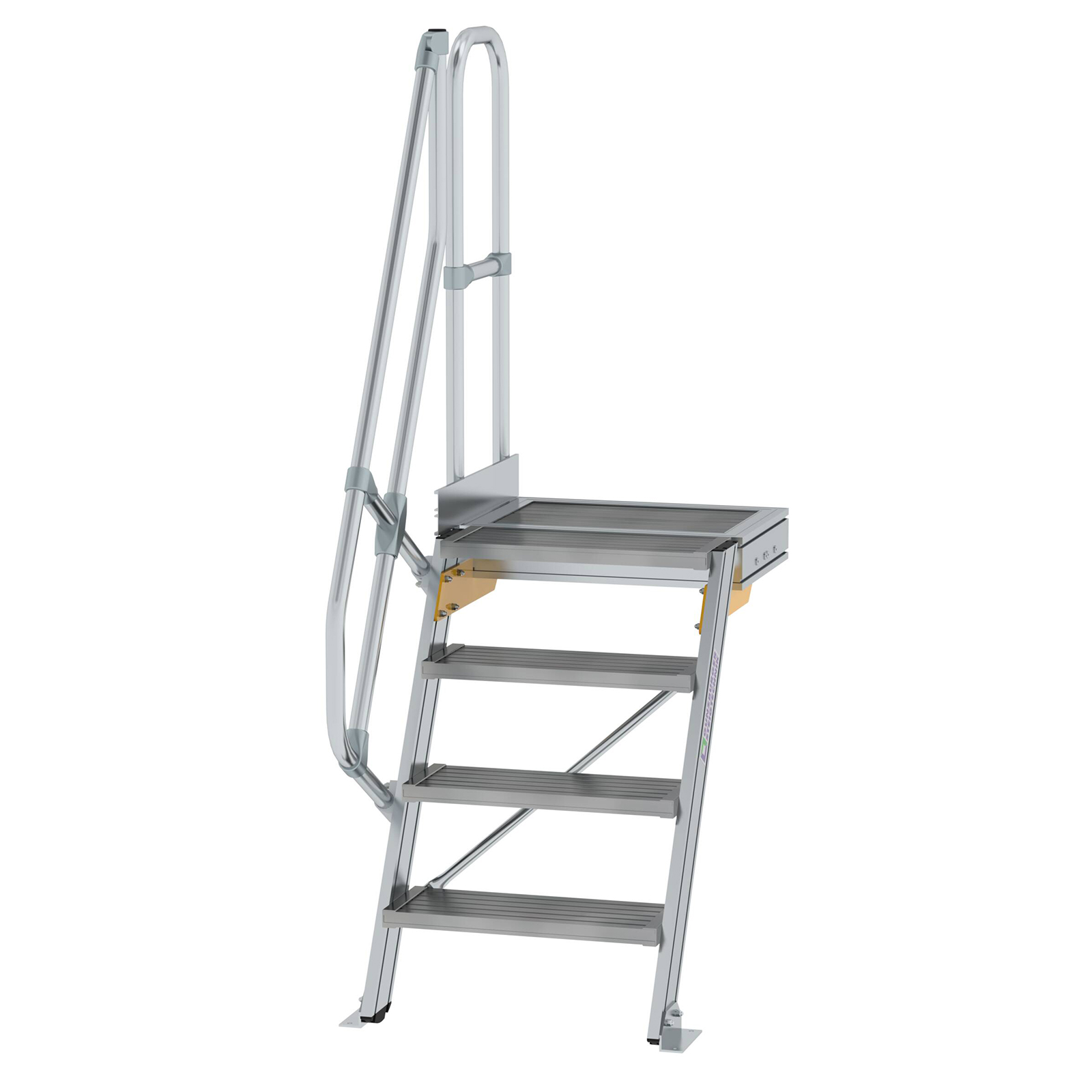 MUNK Treppe mit Plattform 60° inkl. einen Handlauf, 600mm Stufenbreite, 4 Stufen