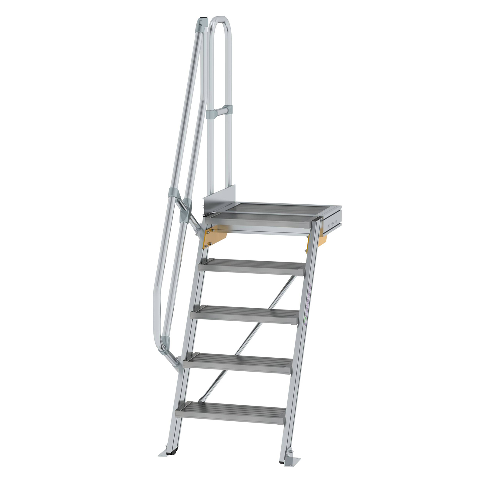 MUNK Treppe mit Plattform 60° inkl. einen Handlauf, 600mm Stufenbreite, 5 Stufen
