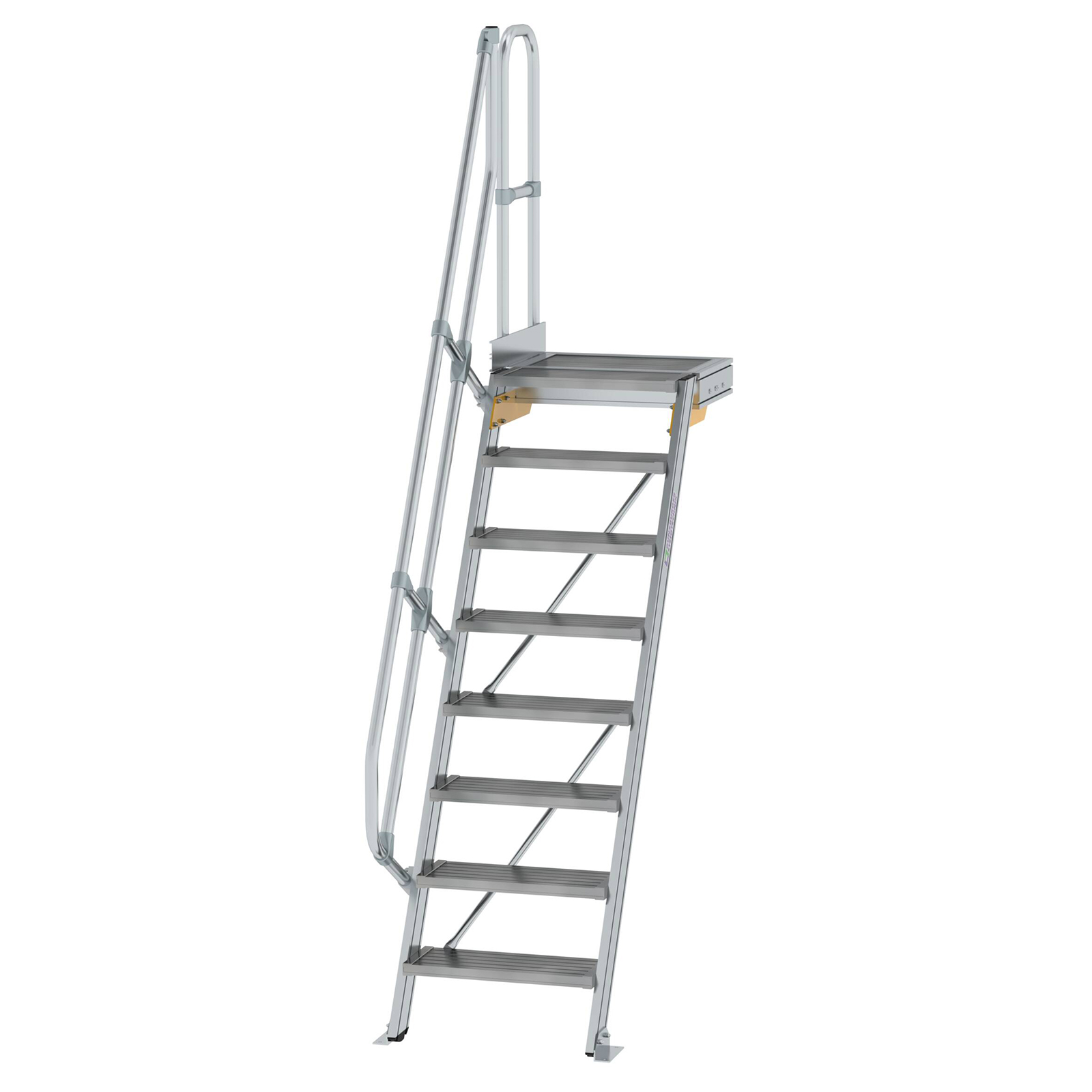 MUNK Treppe mit Plattform 60° inkl. einen Handlauf, 600mm Stufenbreite, 8 Stufen