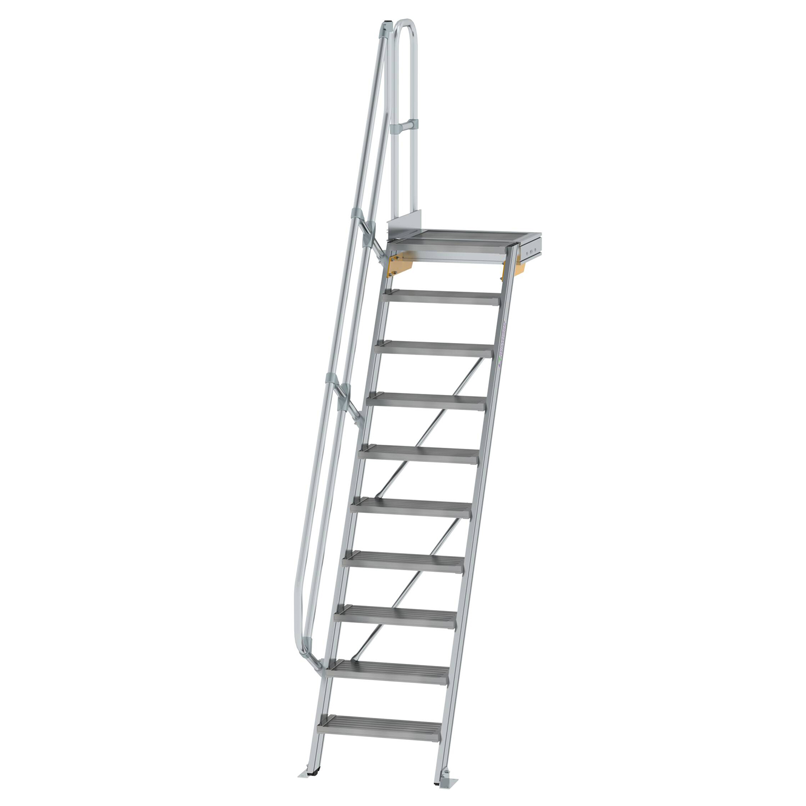 MUNK Treppe mit Plattform 60° inkl. einen Handlauf, 600mm Stufenbreite, 10 Stufen