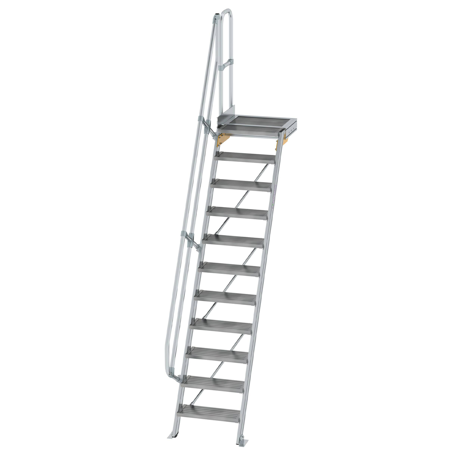 MUNK Treppe mit Plattform 60° inkl. einen Handlauf, 600mm Stufenbreite, 11 Stufen