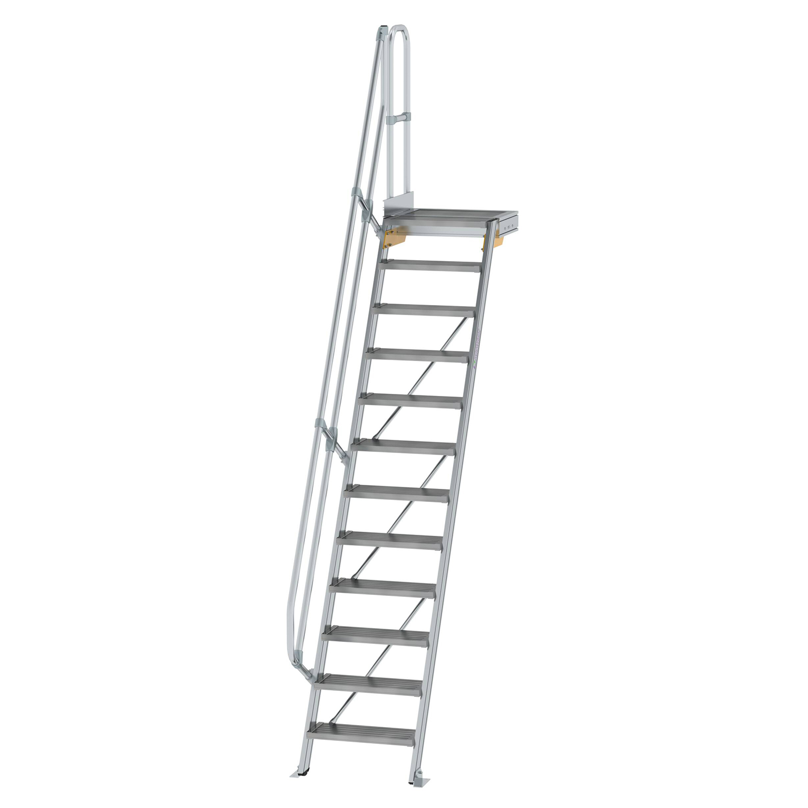 MUNK Treppe mit Plattform 60° inkl. einen Handlauf, 600mm Stufenbreite, 12 Stufen