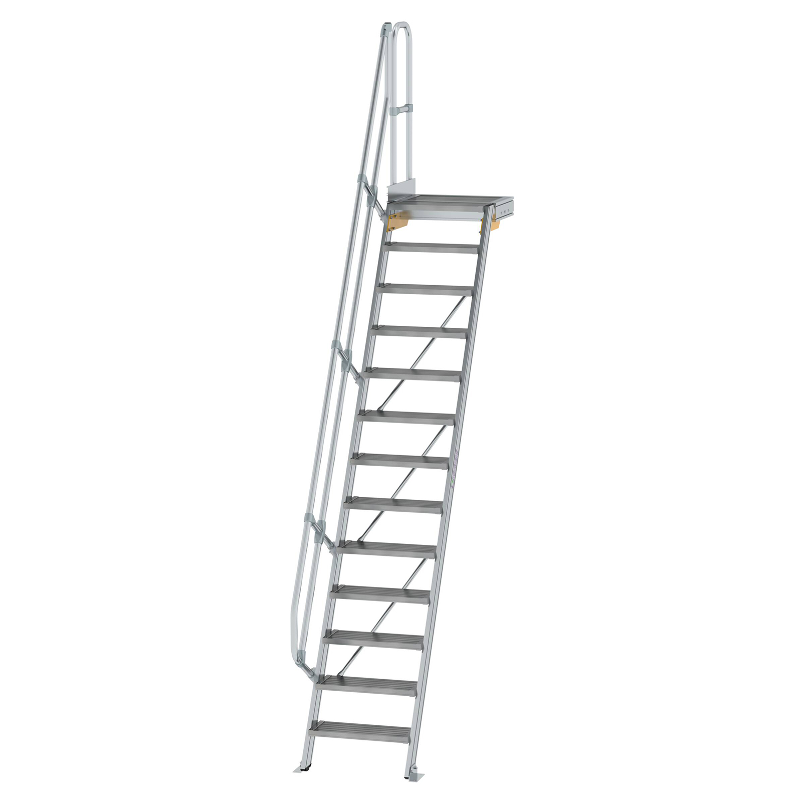 MUNK Treppe mit Plattform 60° inkl. einen Handlauf, 600mm Stufenbreite, 13 Stufen
