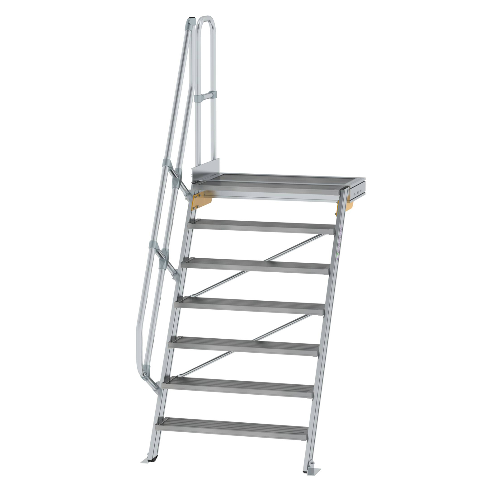 MUNK Treppe mit Plattform 60° inkl. einen Handlauf, 1000mm Stufenbreite, 7 Stufen