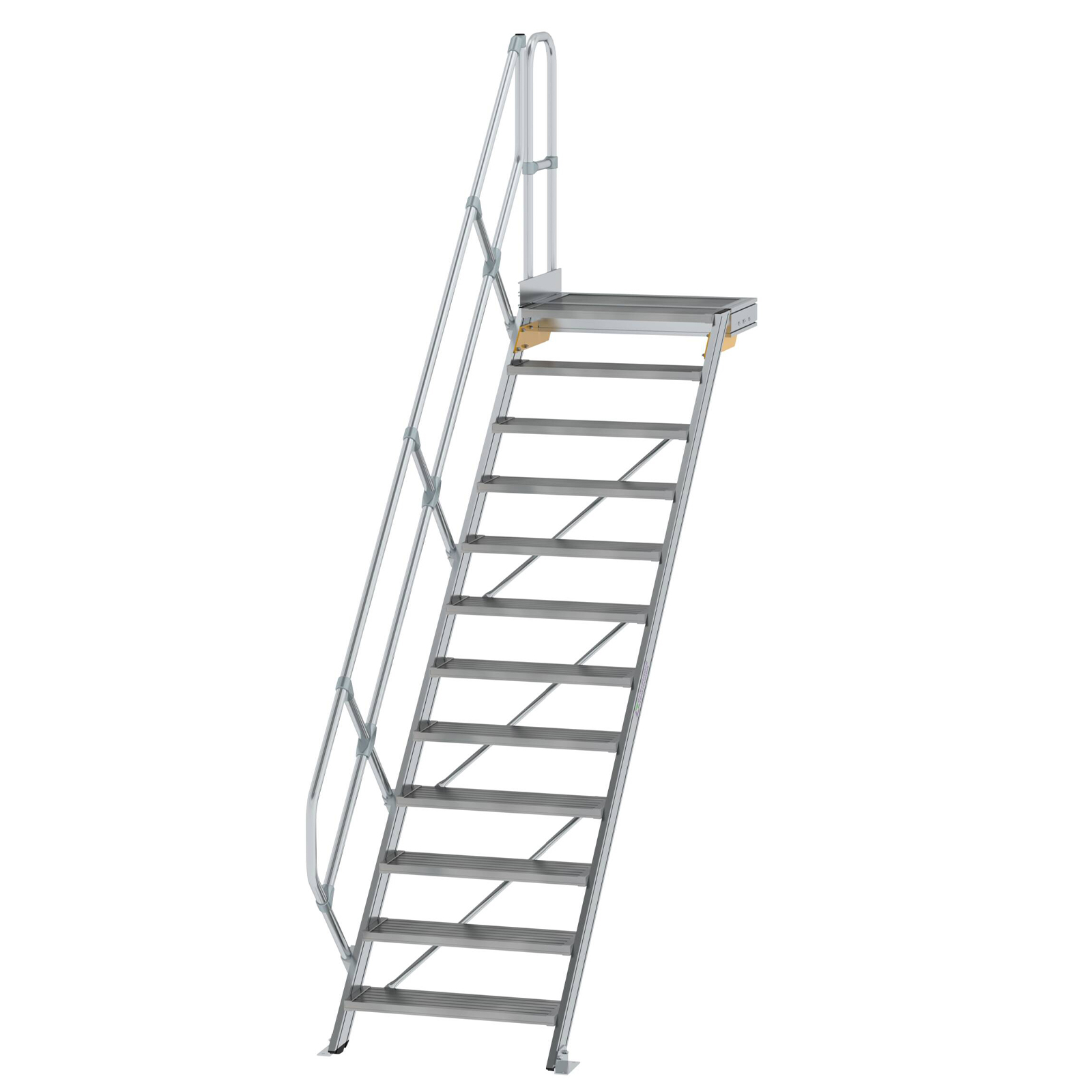 MUNK Treppe mit Plattform 45° inkl. einen Handlauf, 800mm Stufenbreite, 12 Stufen