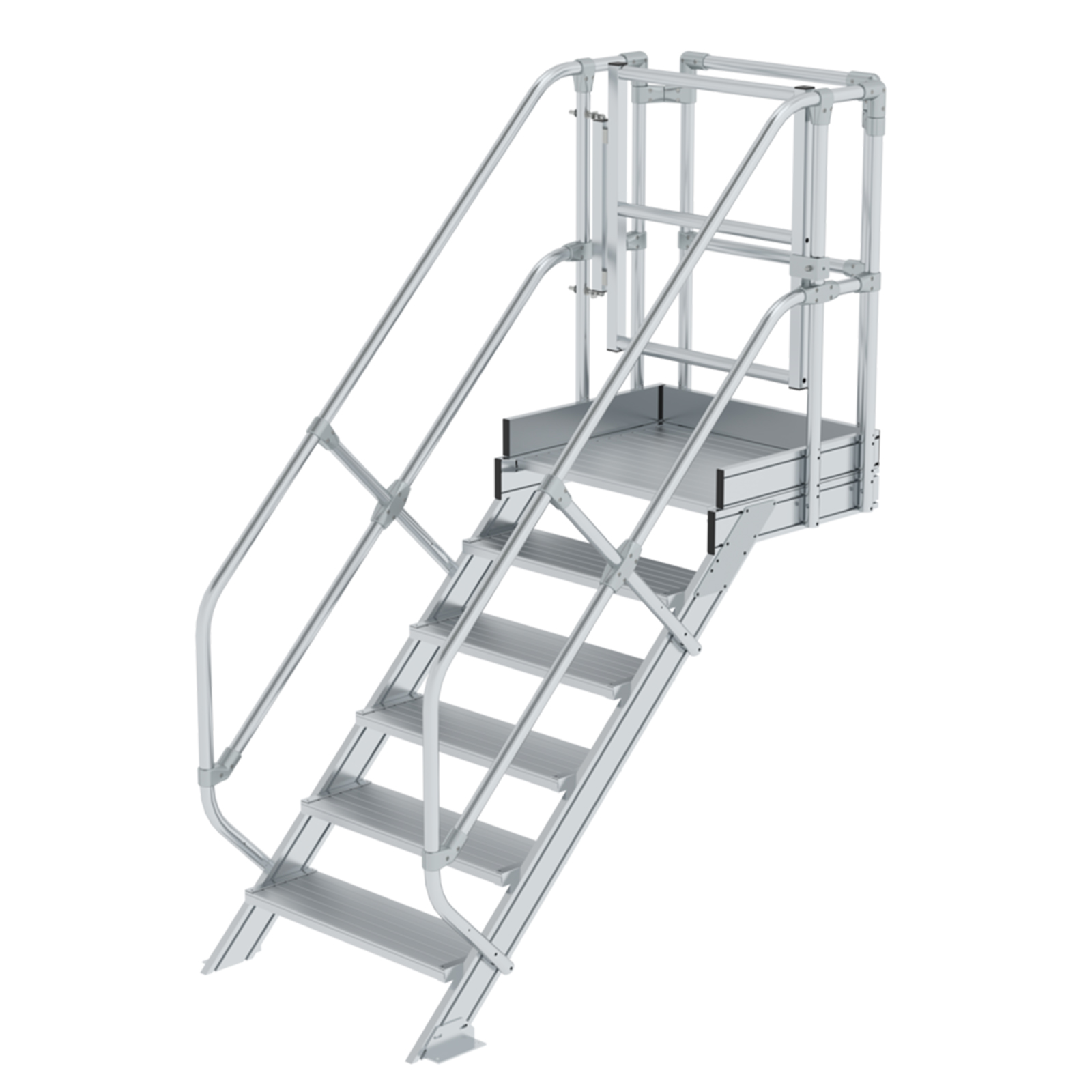 MUNK Treppen-Modul 1250mm Plattformoberkante Aluminium geriffelt 6 Stufen
