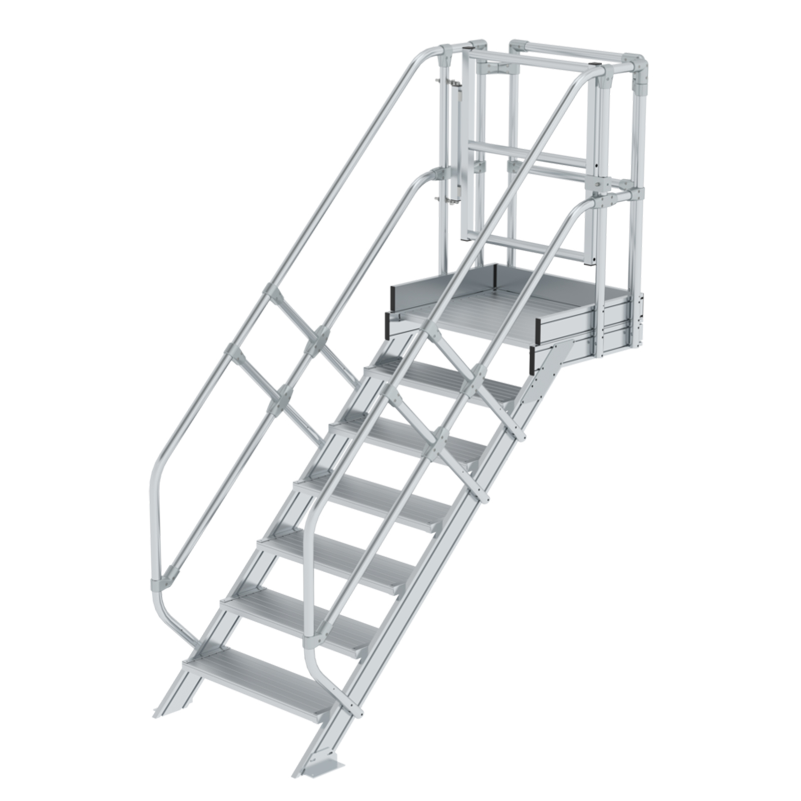 MUNK Treppen-Modul 1460mm Plattformoberkante Aluminium geriffelt 7 Stufen