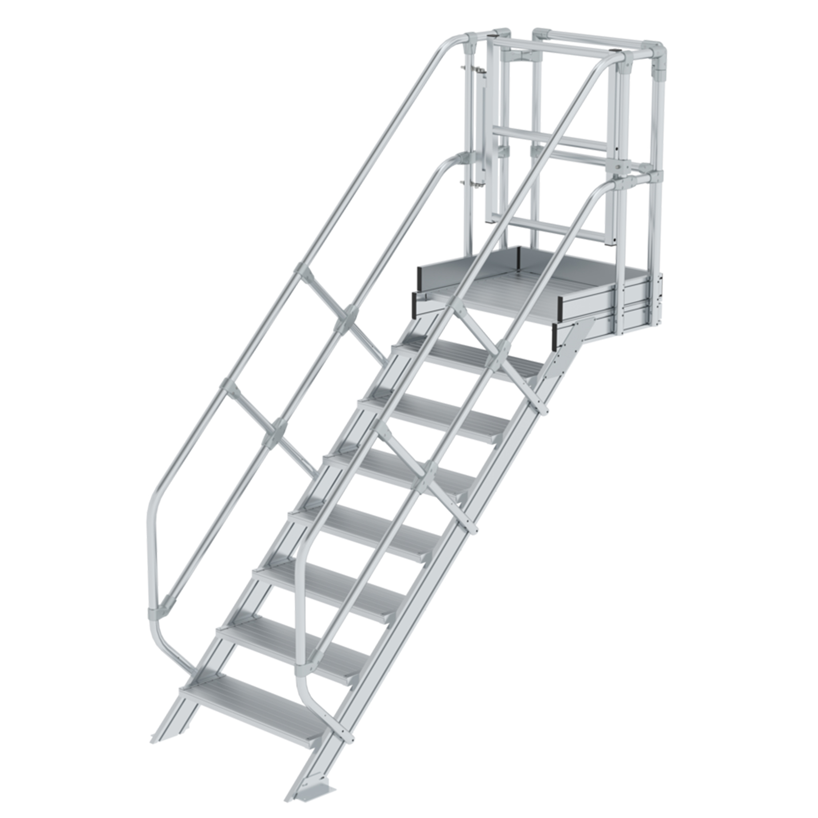MUNK Treppen-Modul 1670mm Plattformoberkante Aluminium geriffelt 8 Stufen